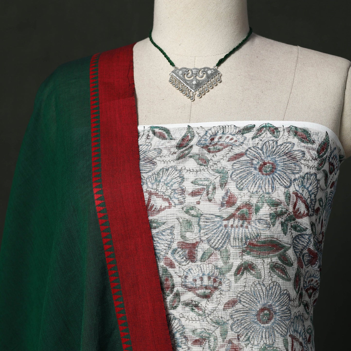 Kota doria cotton sanganeri hand block print 2pc unstitched