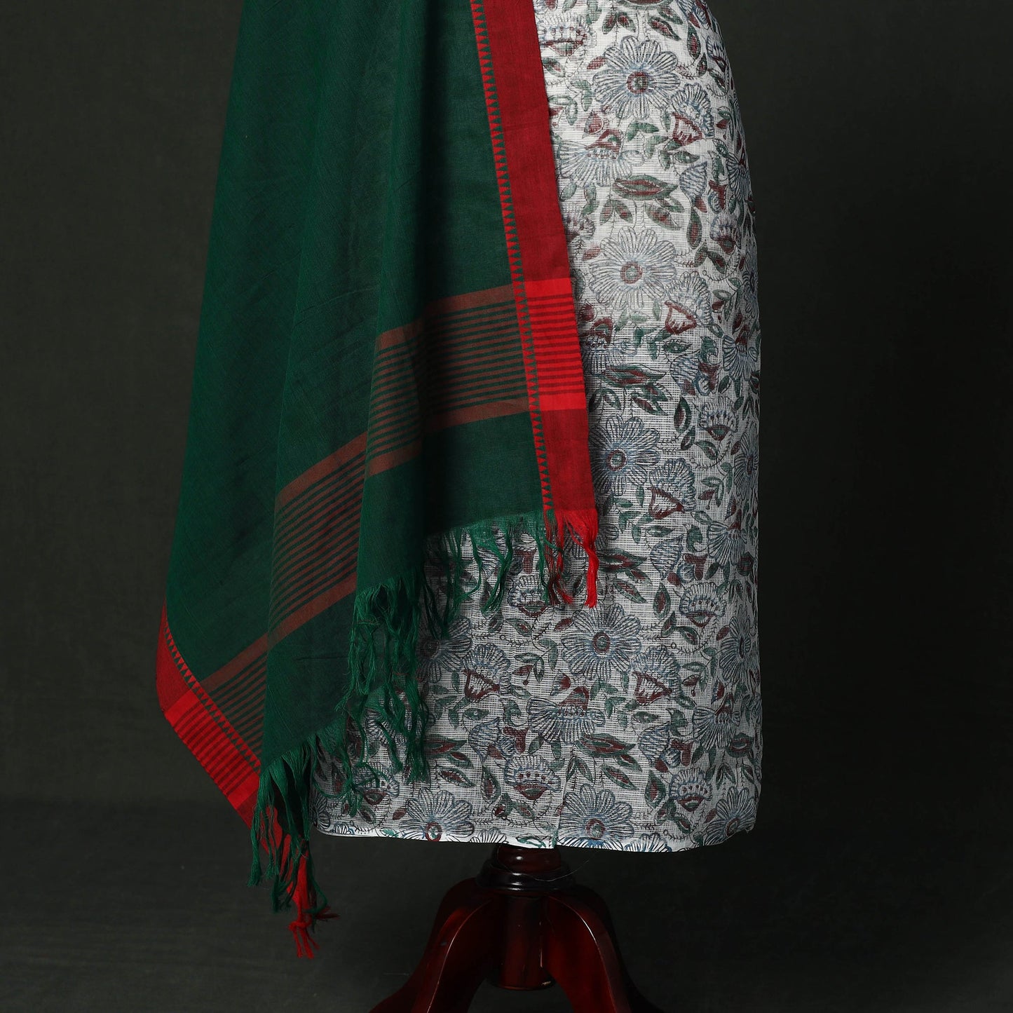 Kota doria cotton sanganeri hand block print 2pc unstitched