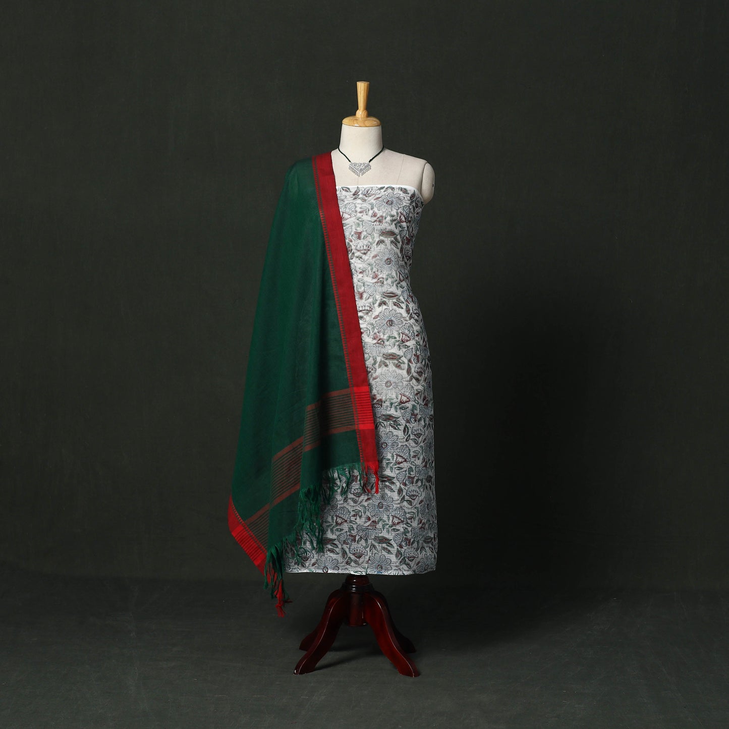 Kota doria cotton sanganeri hand block print 2pc unstitched