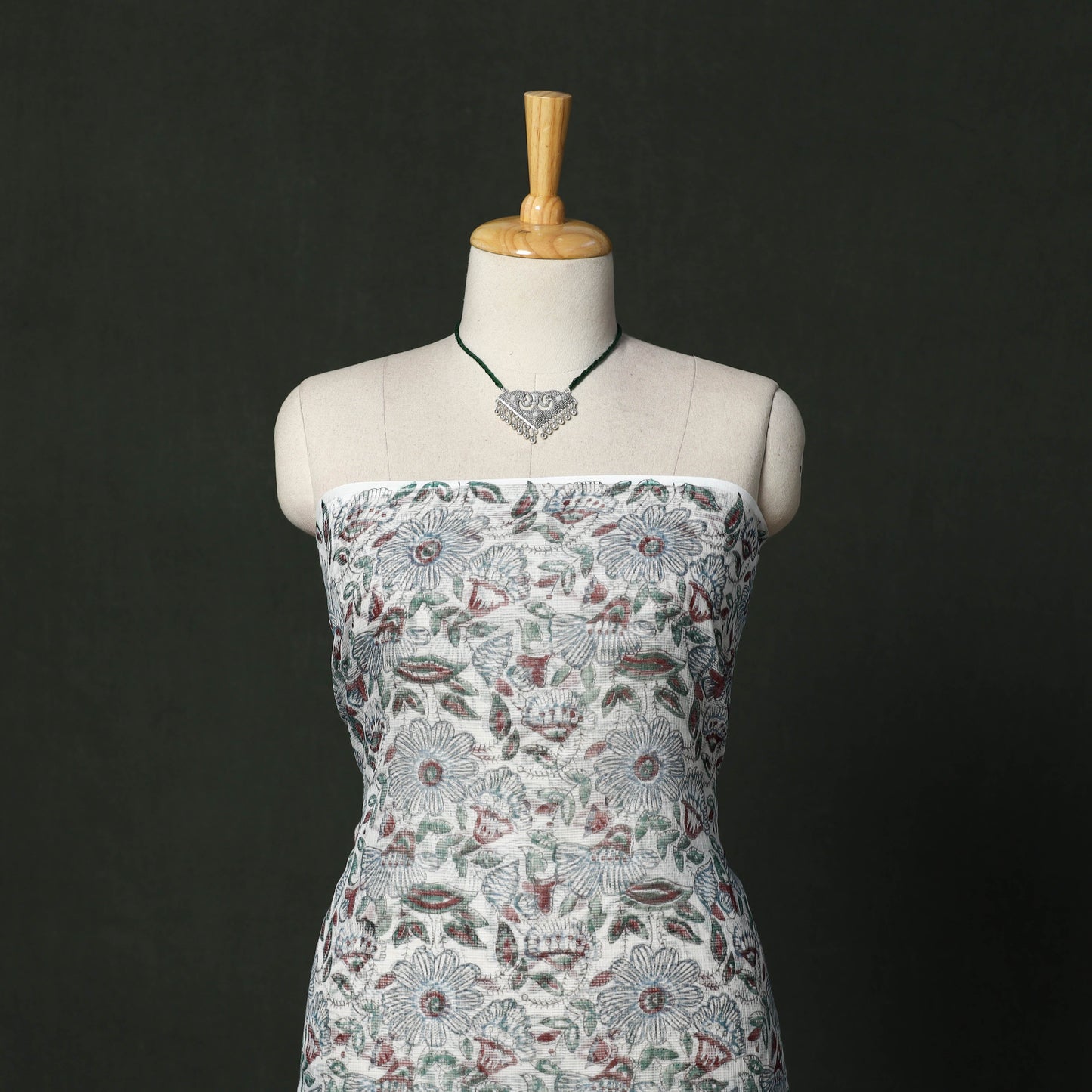 Kota doria cotton sanganeri hand block print 2pc unstitched