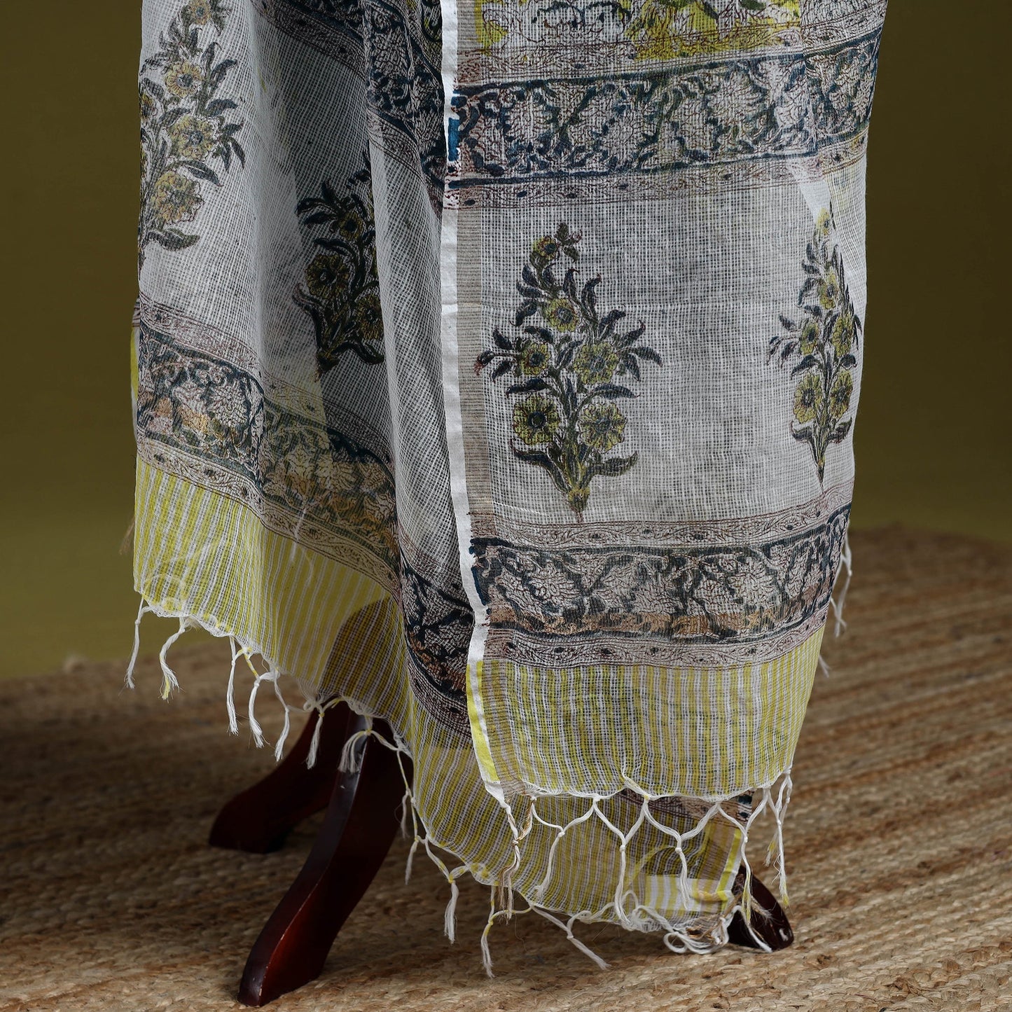 Kota doria silk cotton sanganeri floral dupatta 60