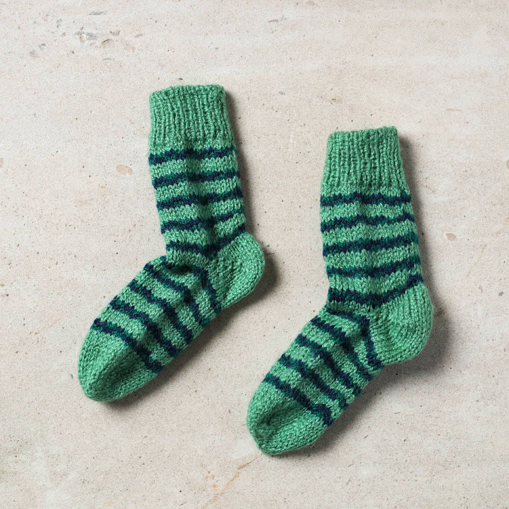 Green Kumaun Hand Knitted Woolen Socks - Kids