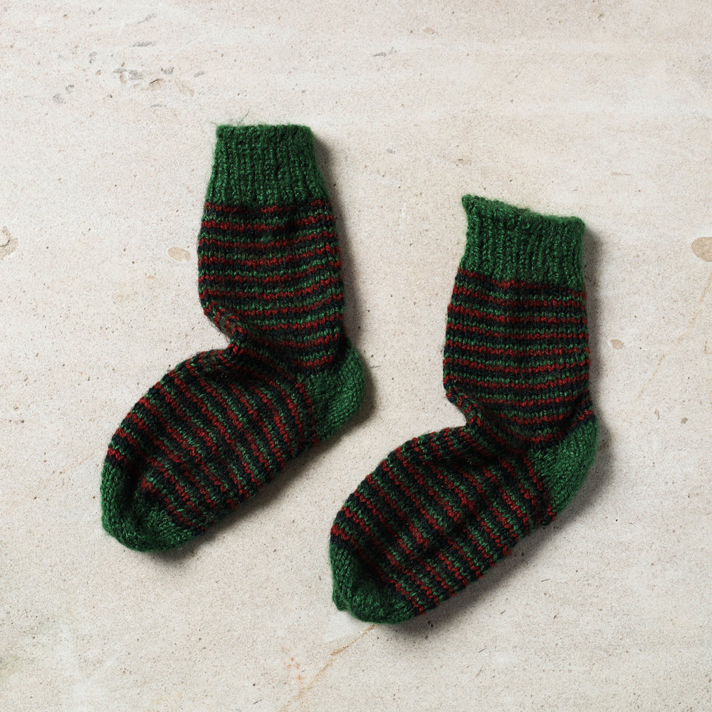Green Kumaun Hand Knitted Woolen Socks - Kids