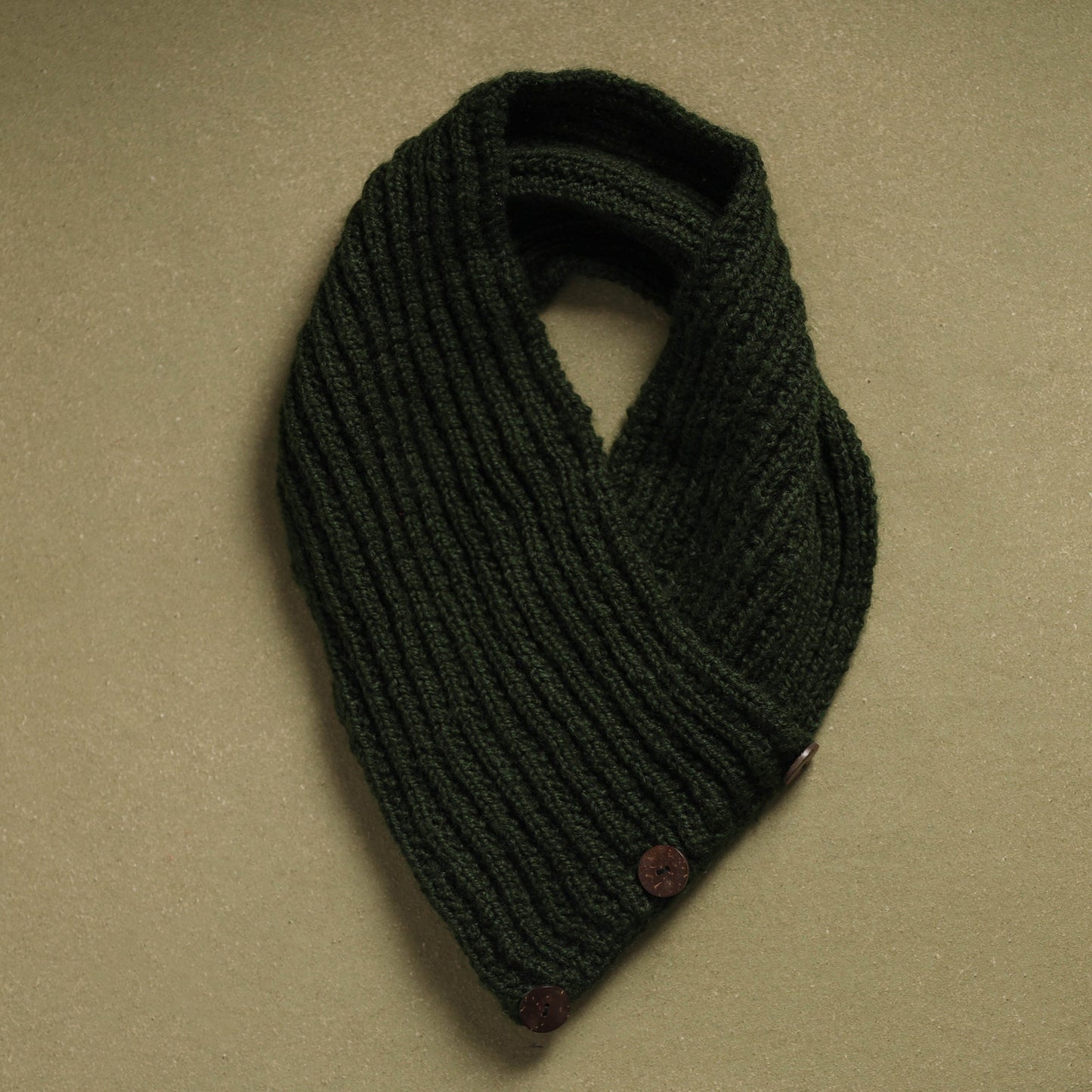 Green - kumaun hand knitted woollen button cowl 38