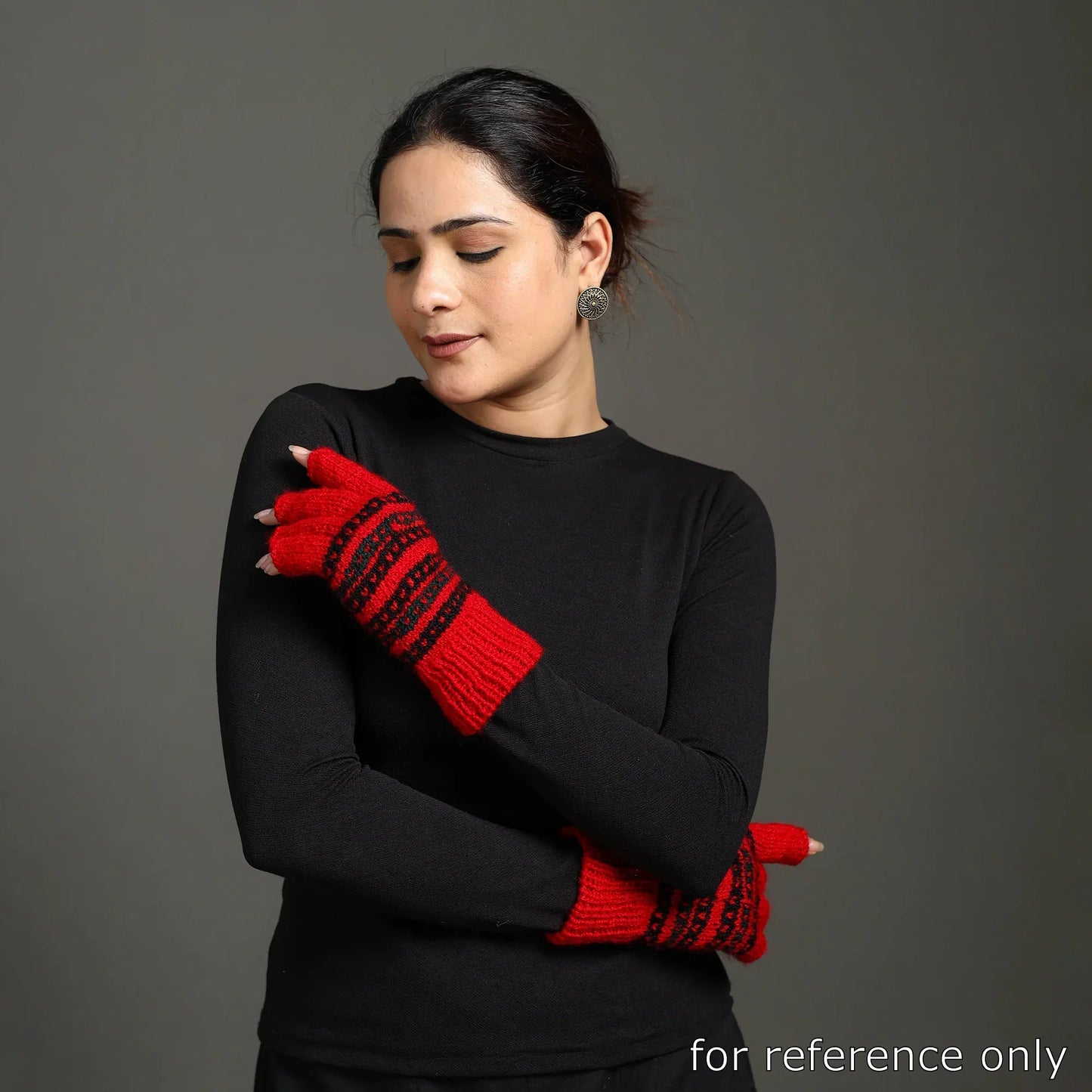 Green Kumaun Hand Knitted Woollen Hand Gloves (Adult)