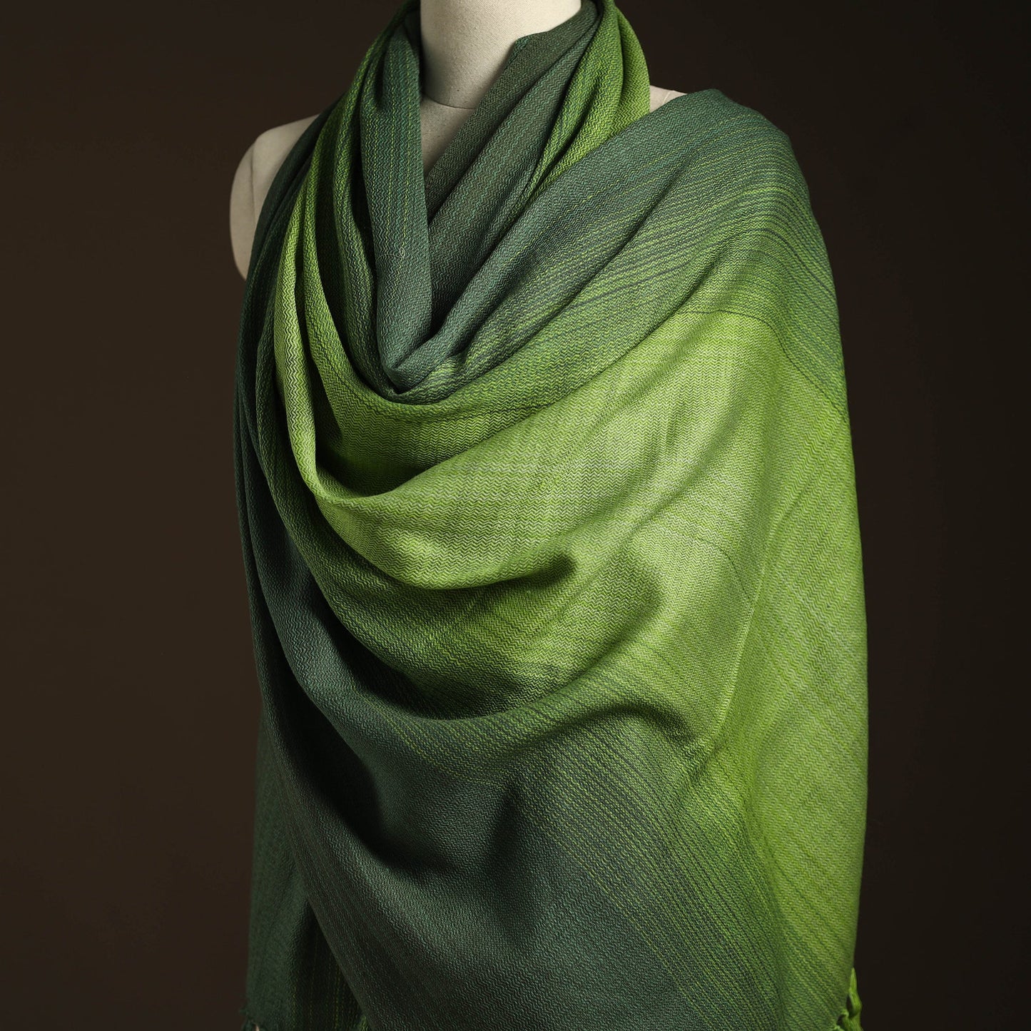 Green - kumaun handwoven merino wool shawl for women 71