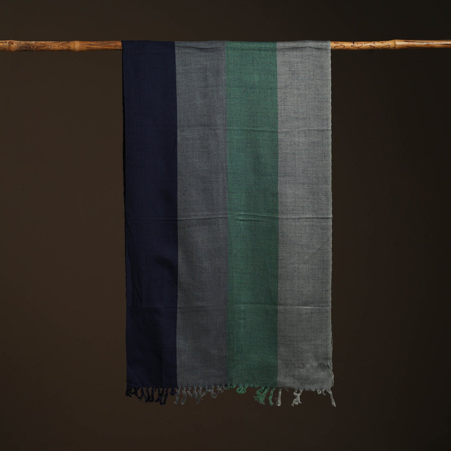 Green - kumaun handwoven merino wool stole 93 - handcrafted