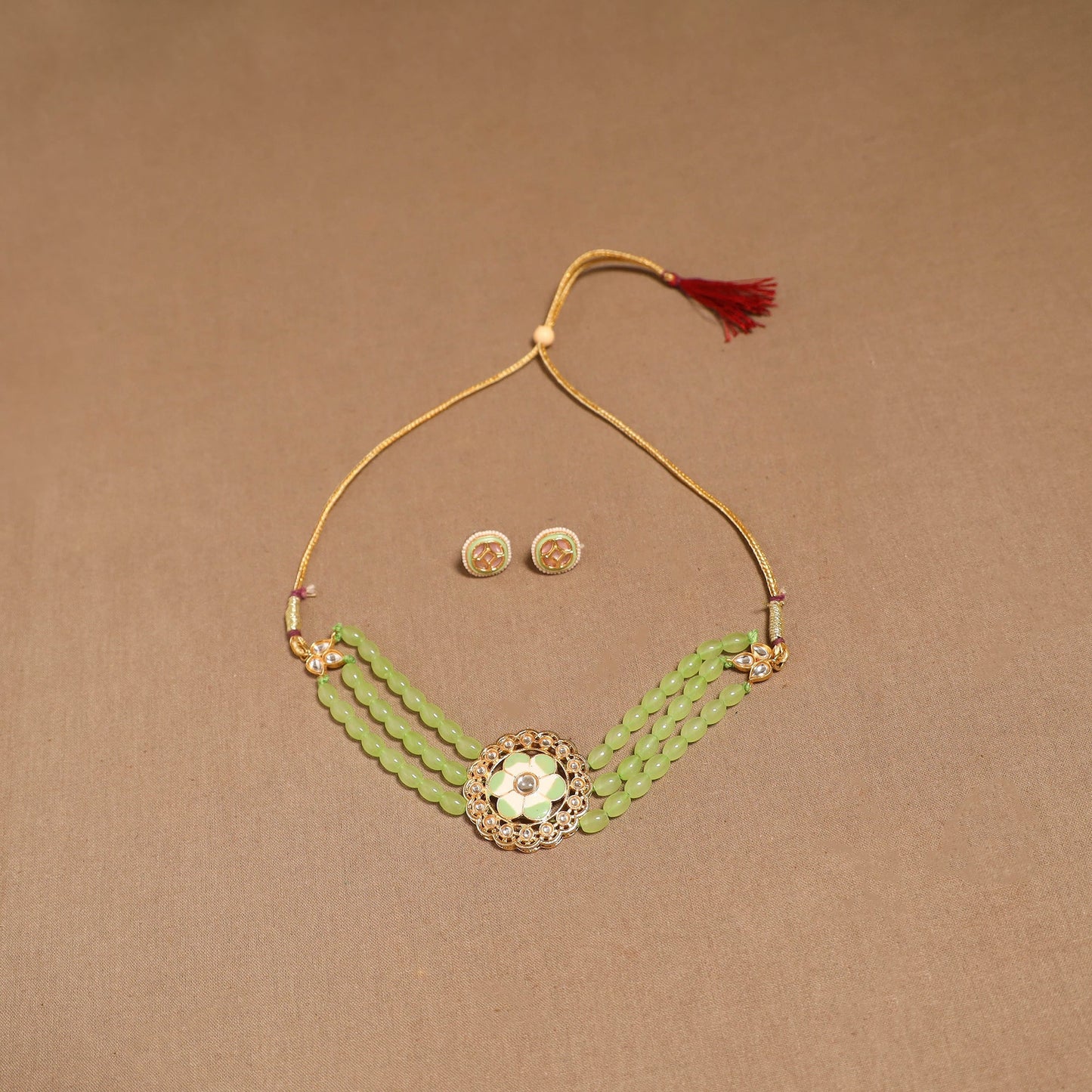 Kundan work choker necklace set 39 - handcrafted