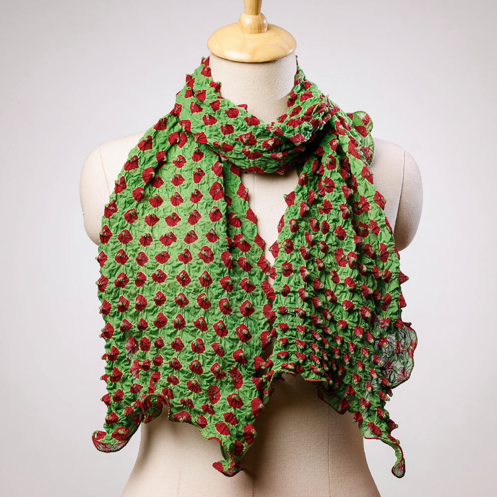 Green Kutch Bandhani Tie-Dye Cotton Stole