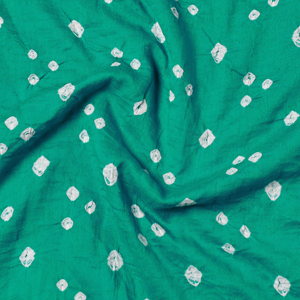 Green Kutch Bandhani Tie-Dye Mul Cotton Precut Fabric