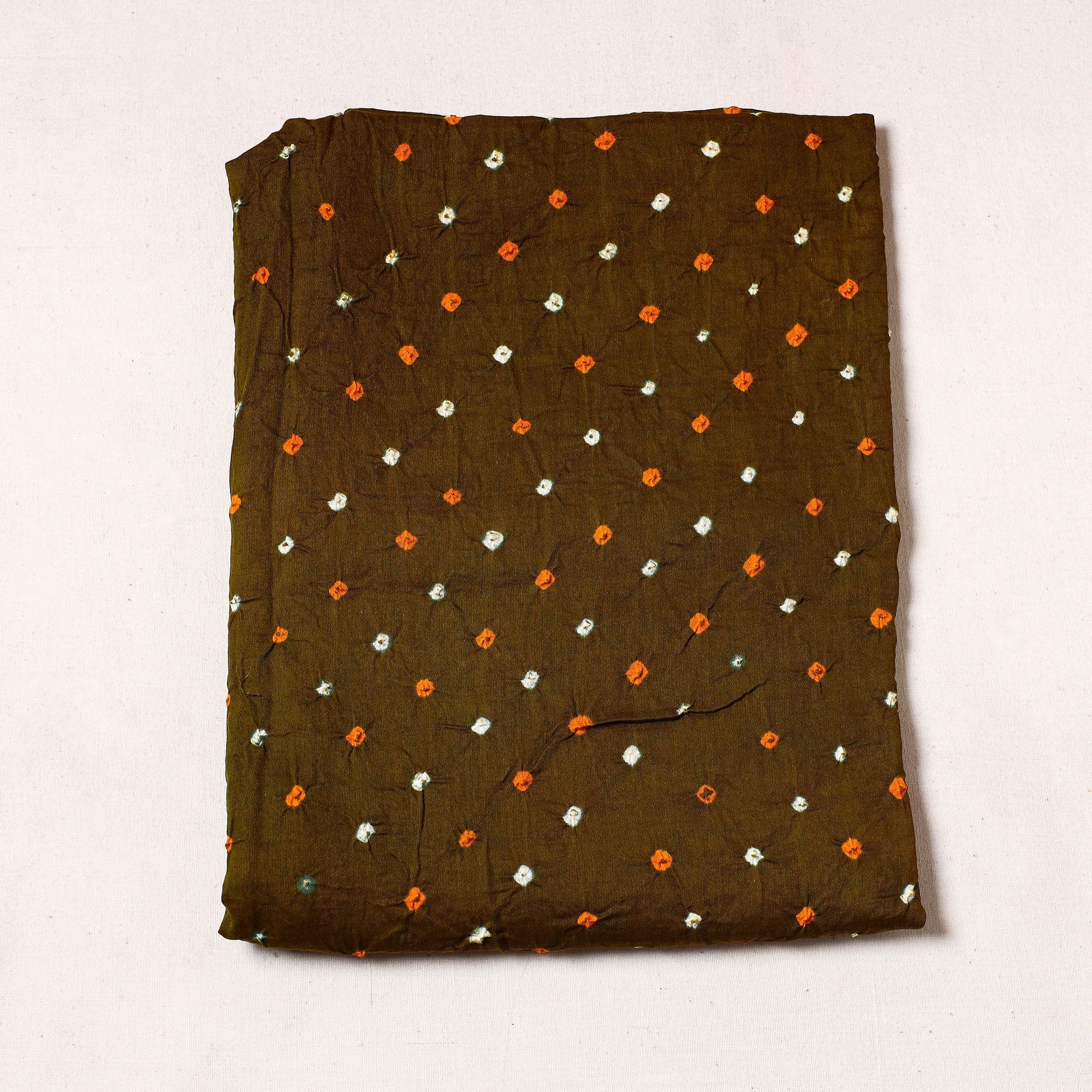 Brown - Kutch Tie-Dye Pure Mul Cotton Bandhani Fabric 12