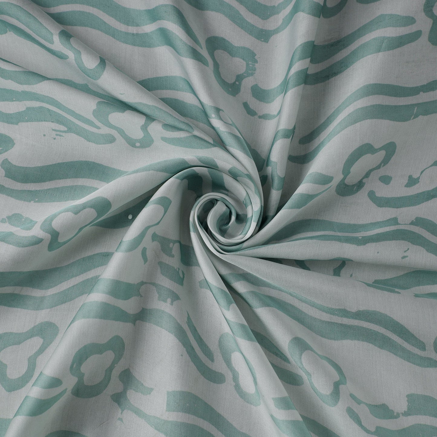 Green - kutch batik modal silk fabric 19 - handcrafted