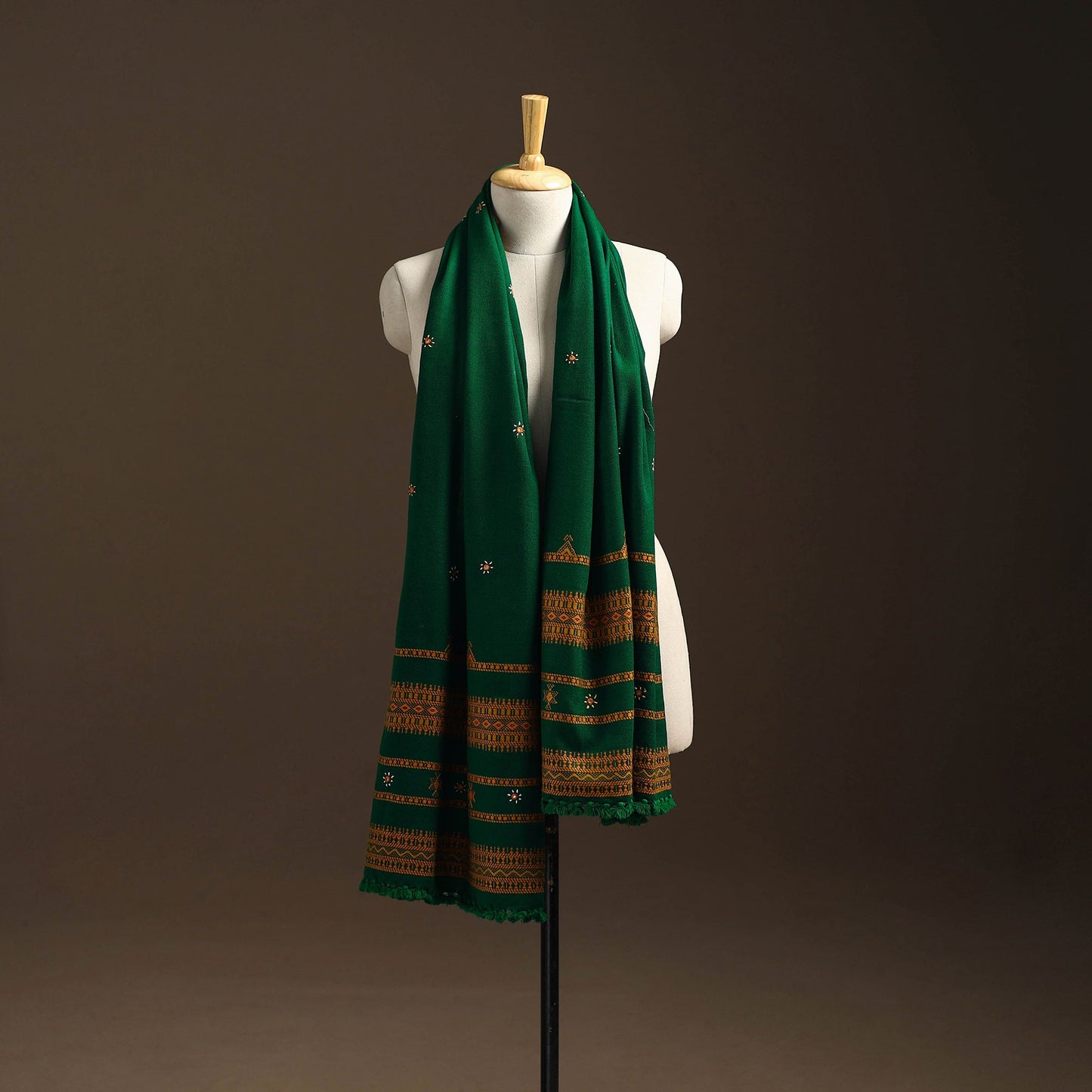 Kutch bhujodi handwoven mirror work wool shawl 24