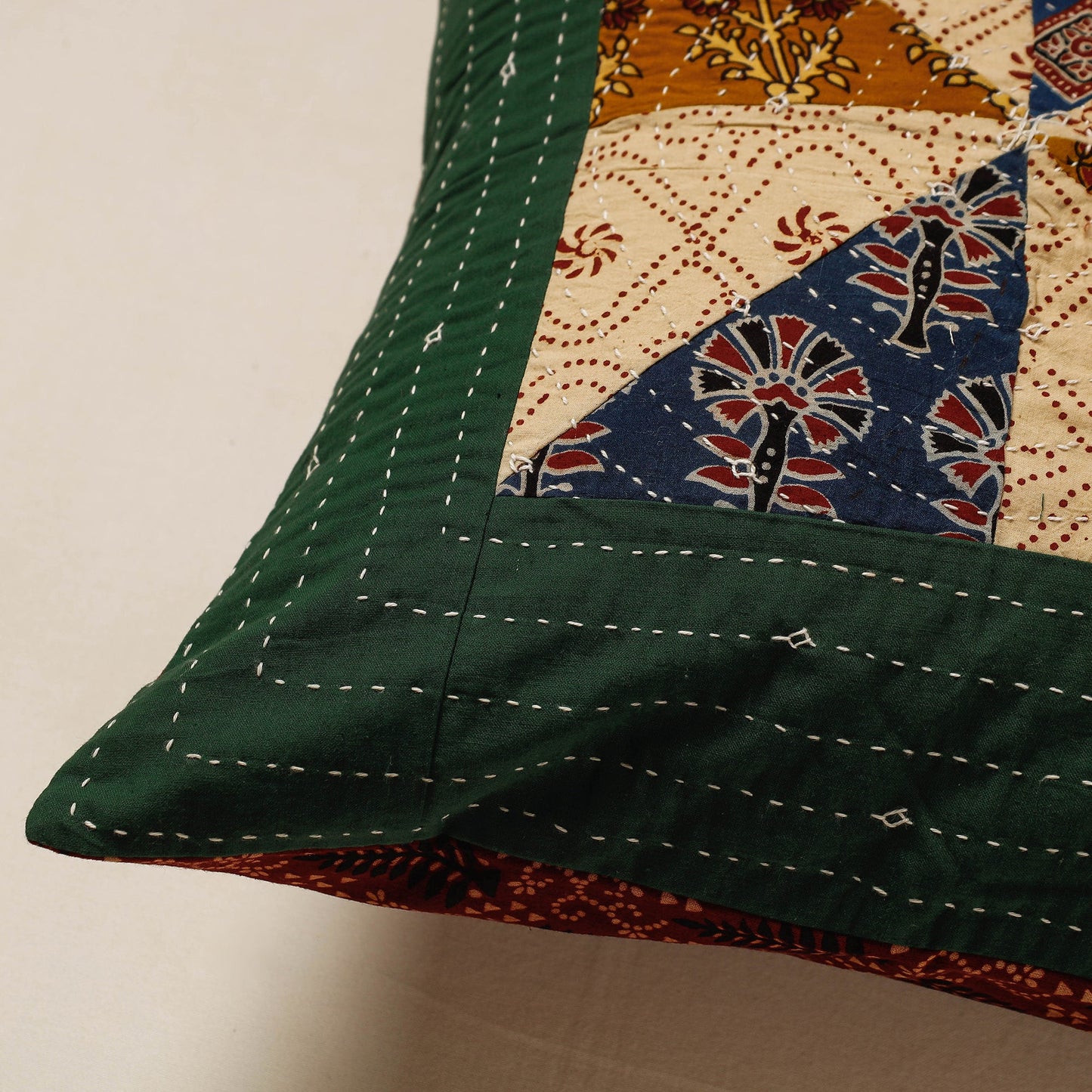 Kutch Embroidered Ajrakh Cotton Cushion Cover