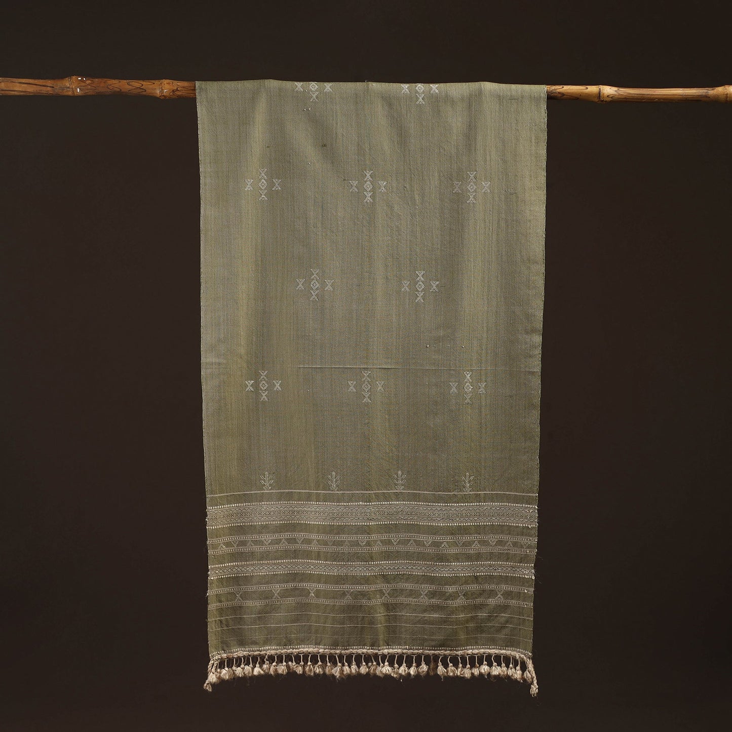 Kutch handwoven merino wool stole 55 - handcrafted