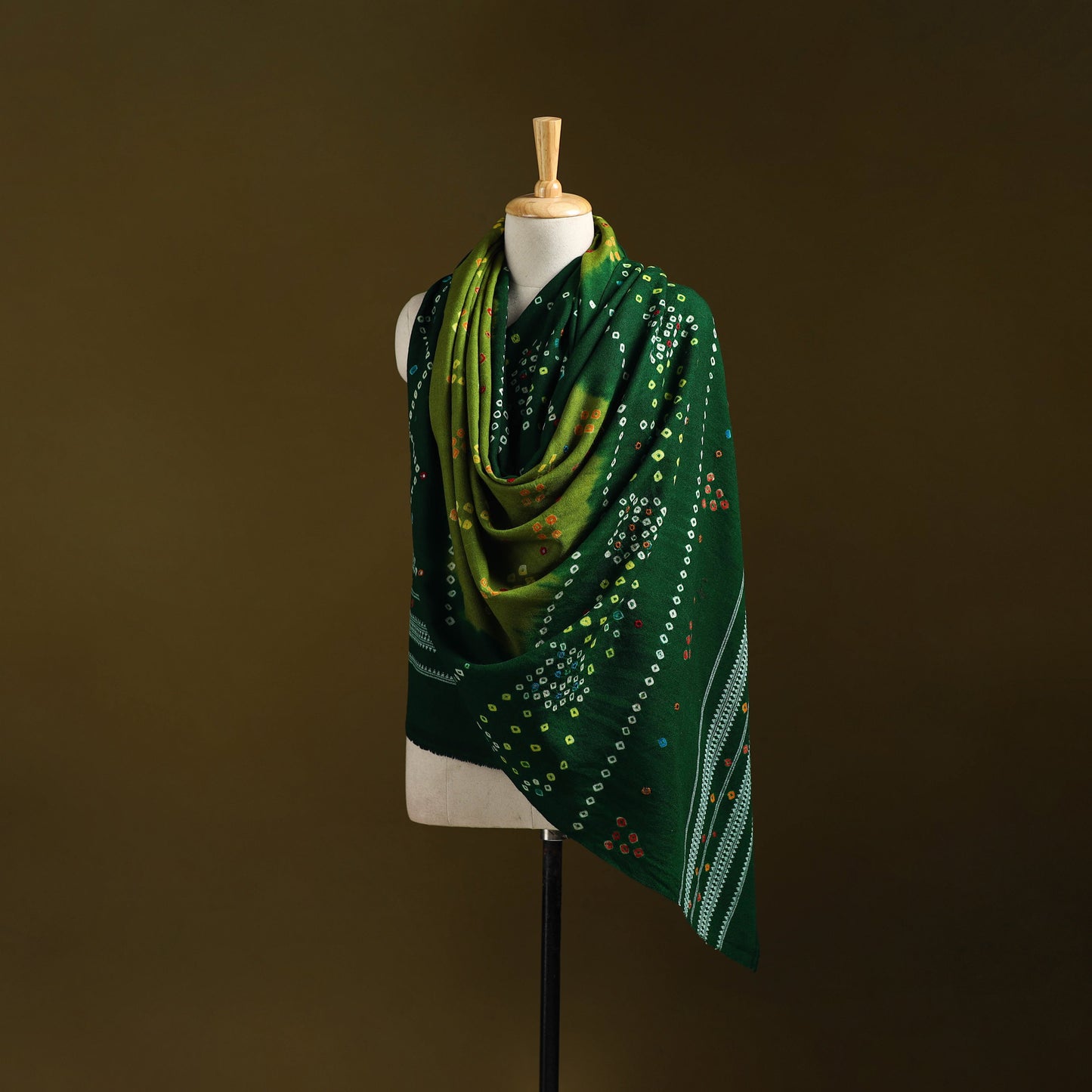 Kutch mirror work handwoven bandhani bagida merino wool