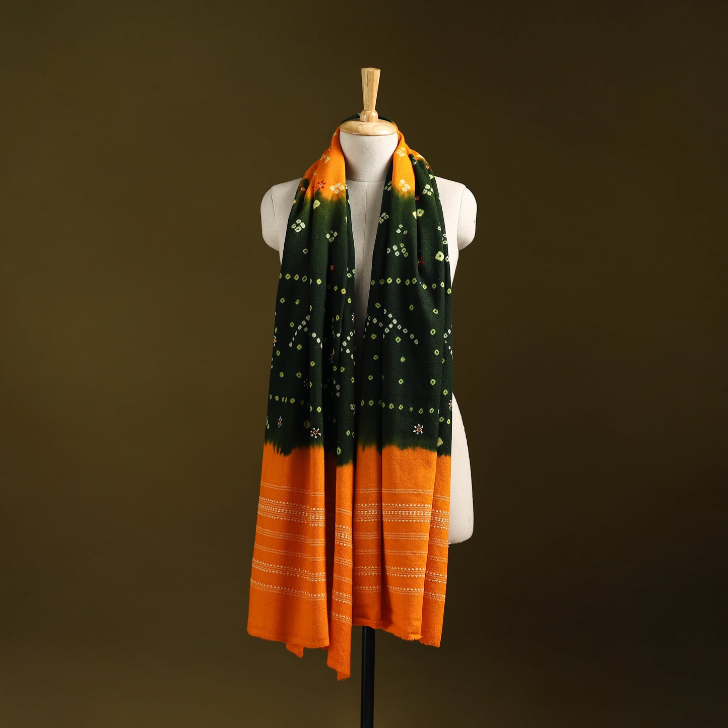 Kutch mirror work handwoven bandhani bagida merino wool