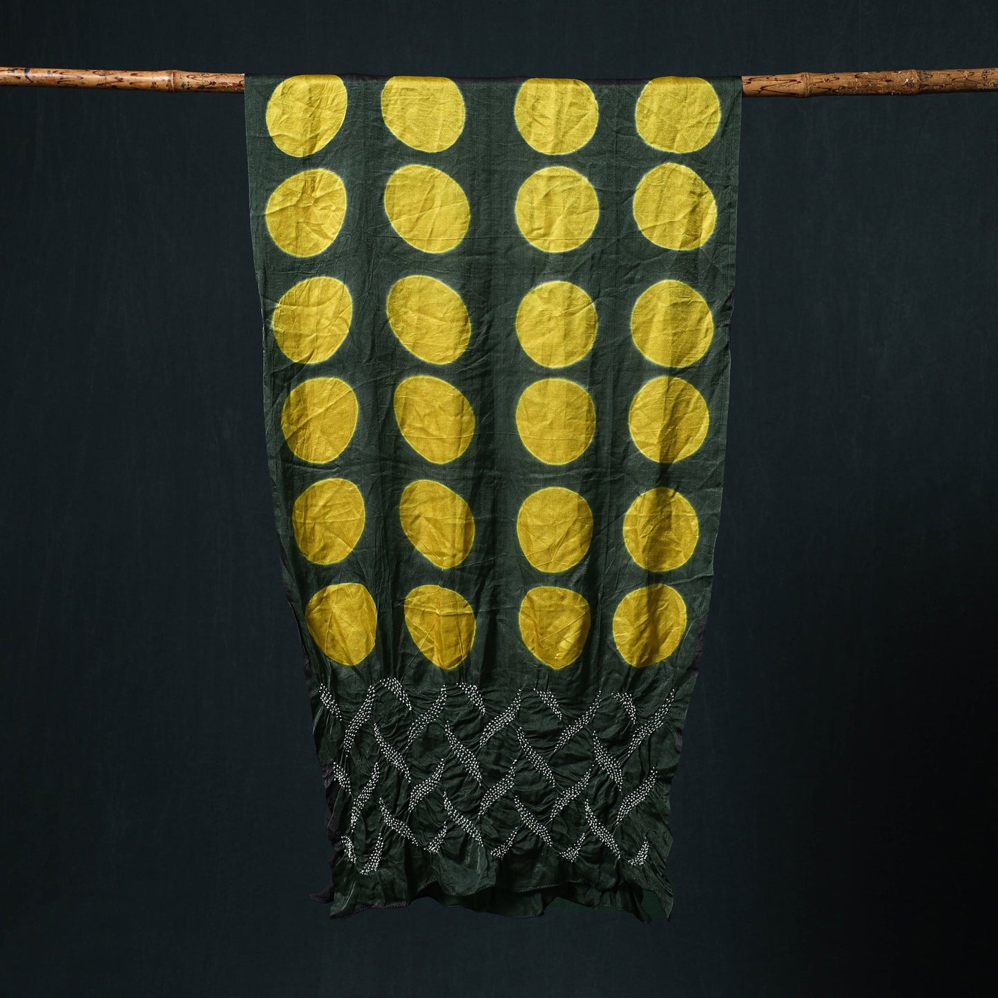 Kutch modal silk clamp dyed bandhani shibori stole 04