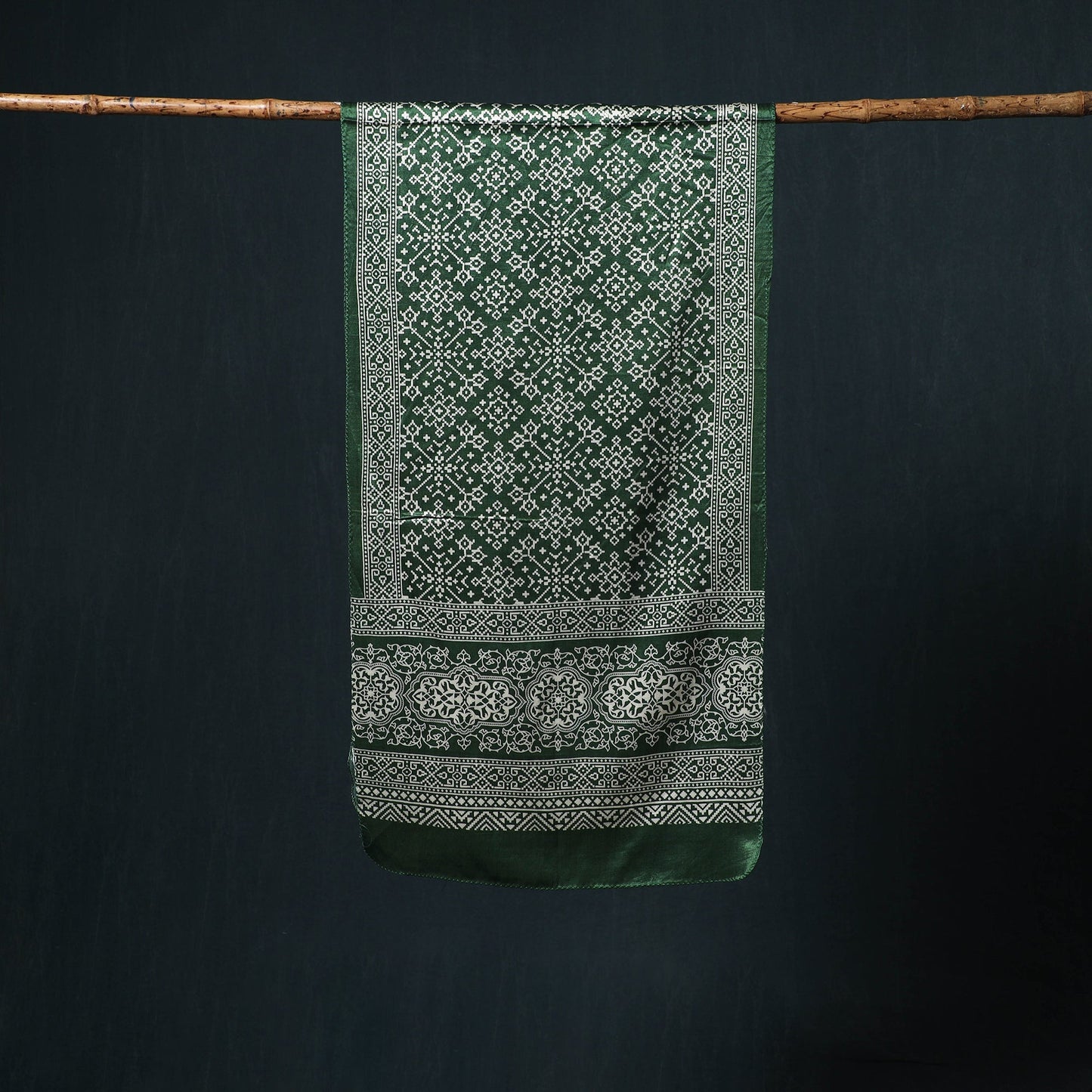 Kutch printed mashru silk stole 22 - handcrafted