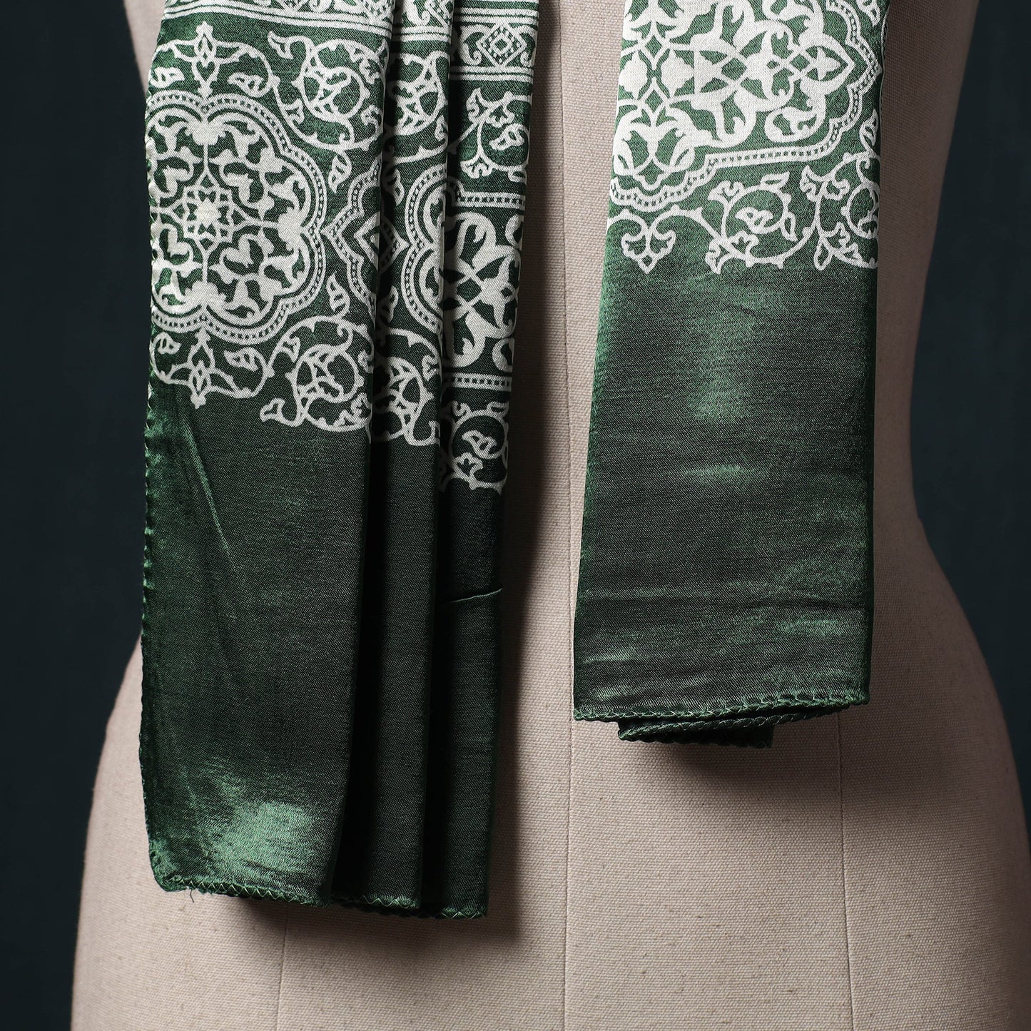 Kutch printed mashru silk stole 23 - handcrafted
