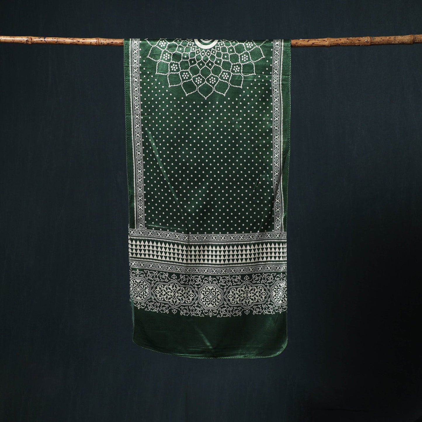 Kutch printed mashru silk stole 23 - handcrafted
