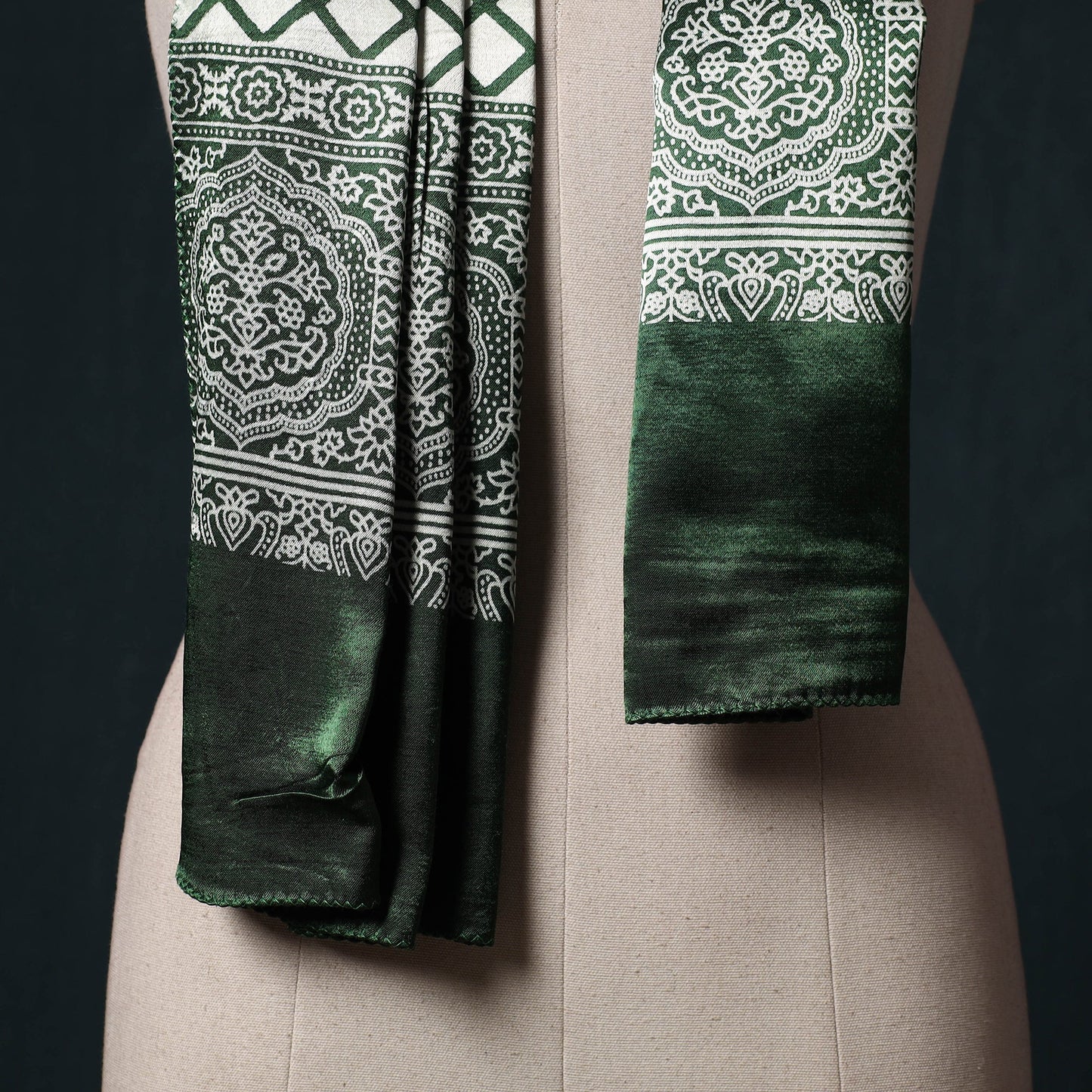 Kutch printed mashru silk stole 25 - handcrafted
