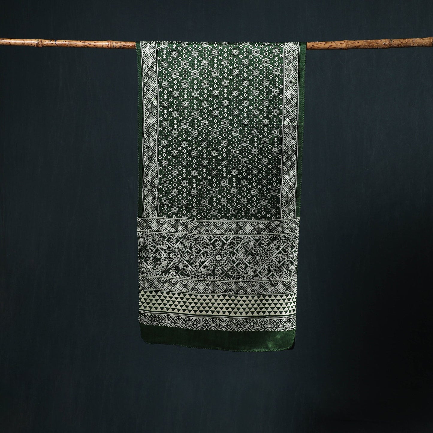 Kutch printed mashru silk stole 28 - handcrafted