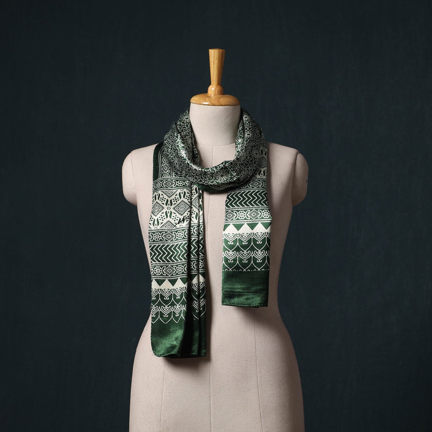 Kutch printed mashru silk stole 31 - handcrafted