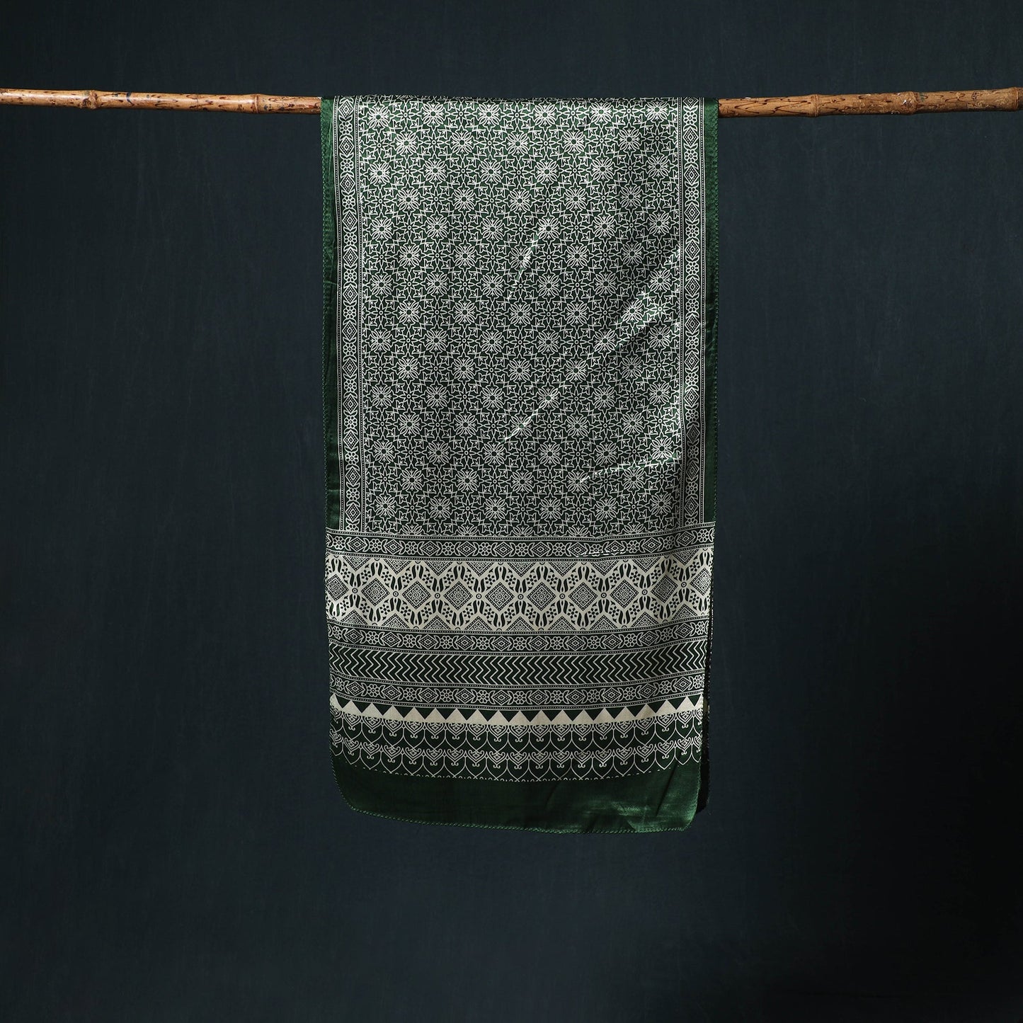 Kutch printed mashru silk stole 31 - handcrafted