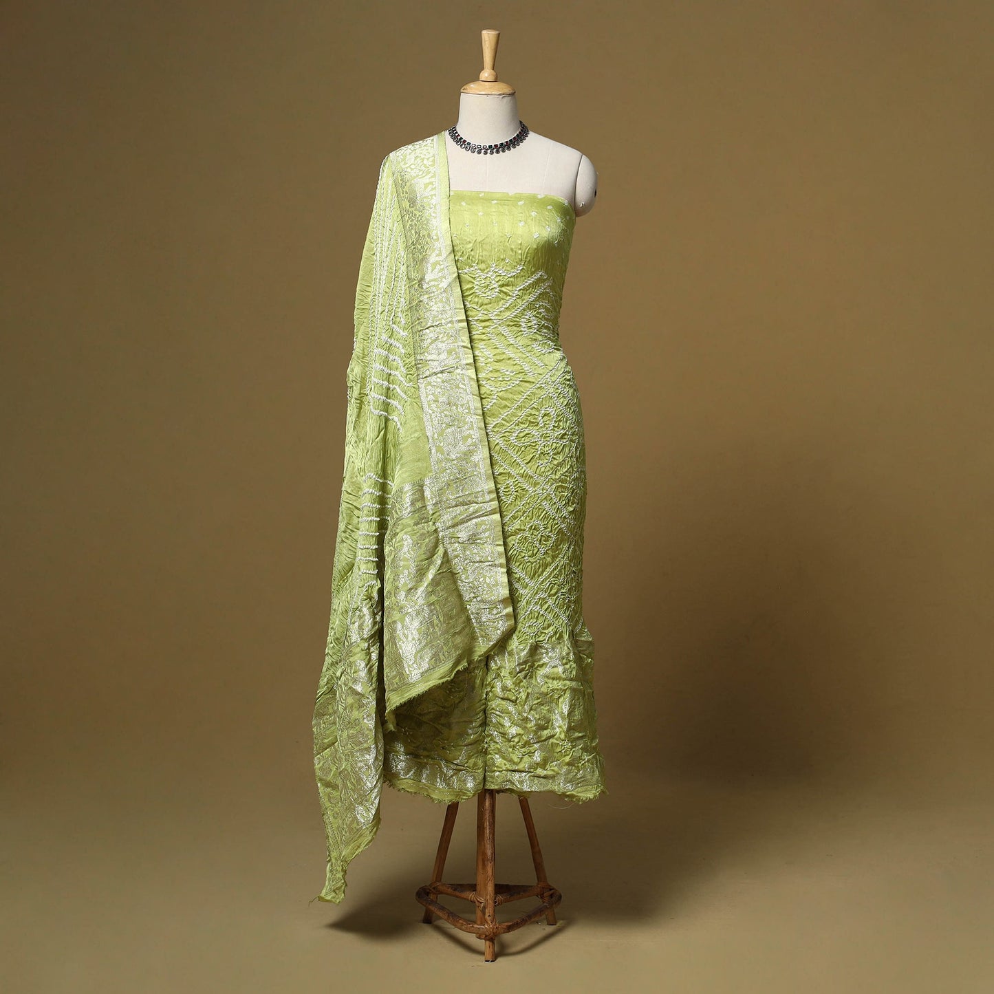 Kutch tie-dye bandhani modal silk meenakari zari work 3pc