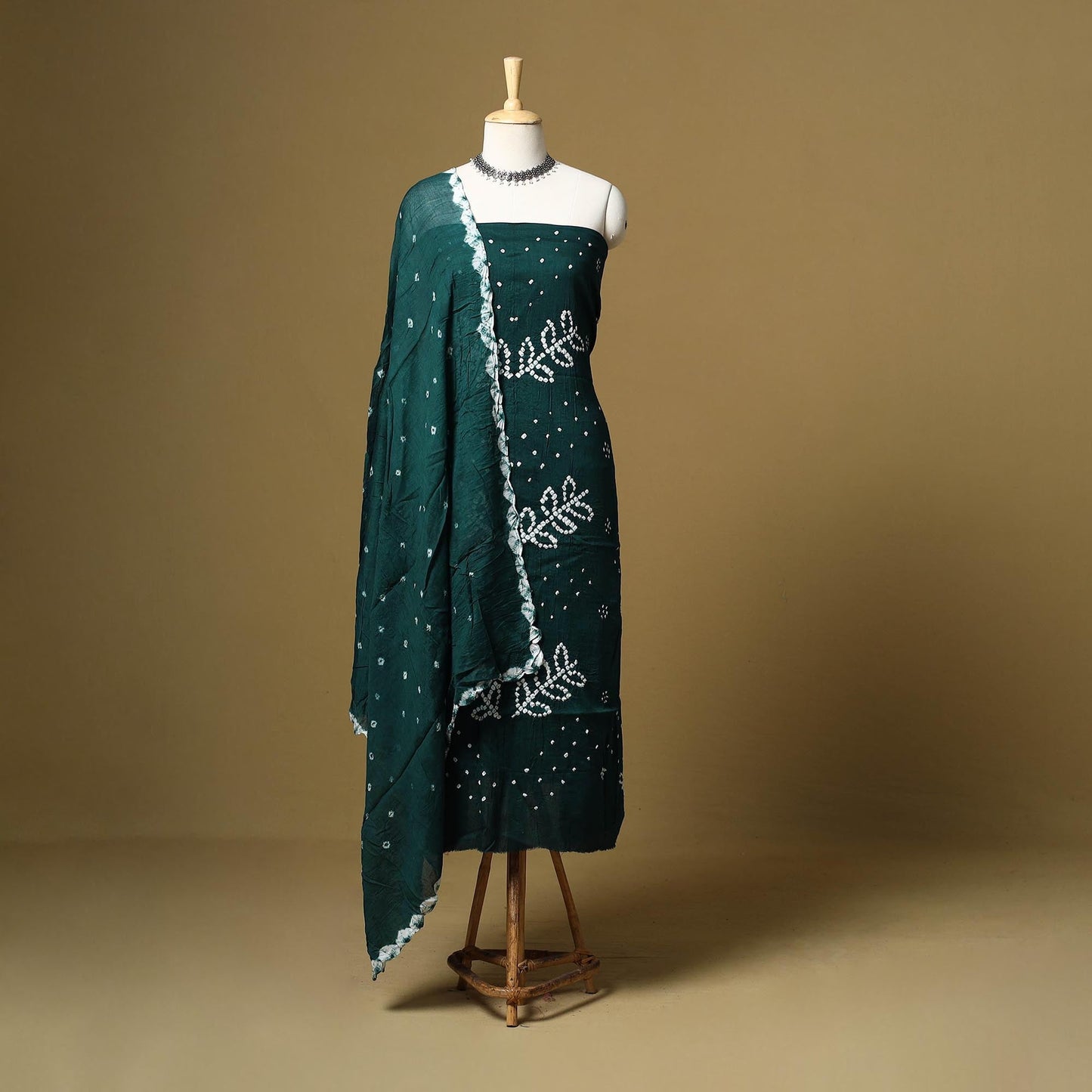 Kutch tie-dye bandhani satin cotton 3pc unstitched dress