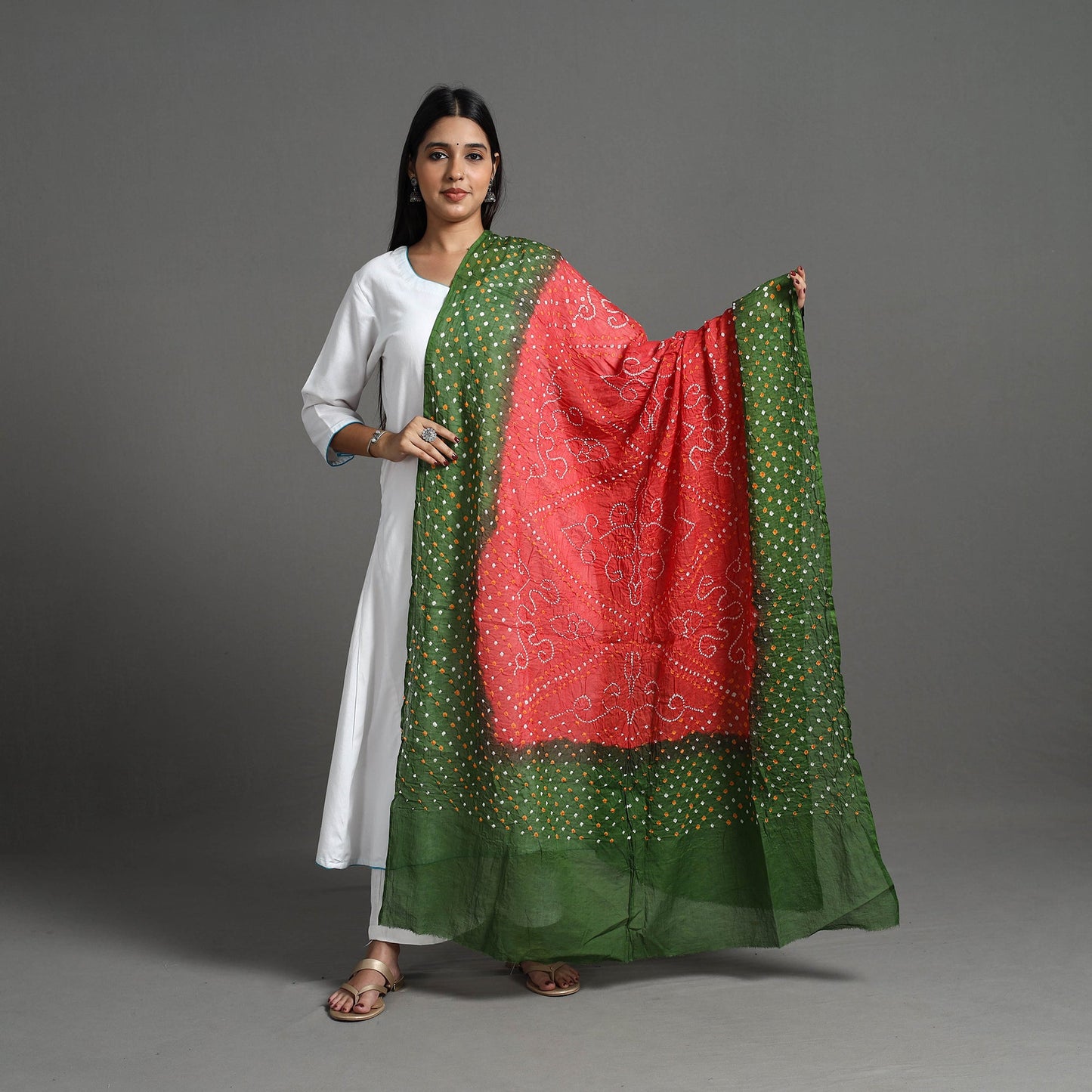 Authentic Green Bandhani Cotton Dupatta
