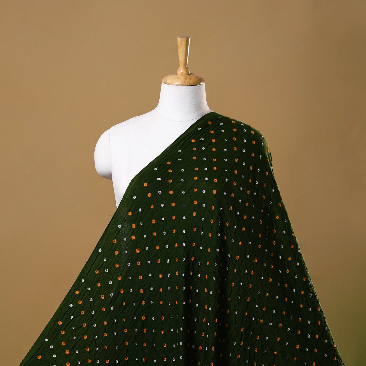 Green - Kutch Tie-Dye Cotton Bandhani Fabric 09