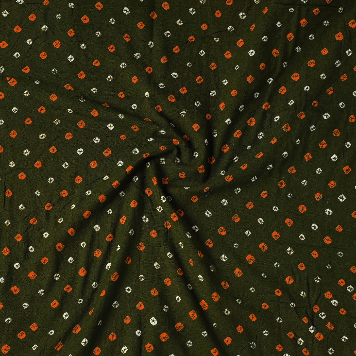 Green Kutch Tie-Dye Cotton Bandhani Precut Fabric