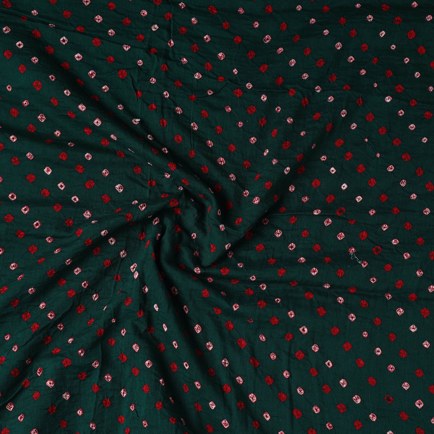 Green Kutch Tie-Dye Cotton Bandhani Precut Fabric