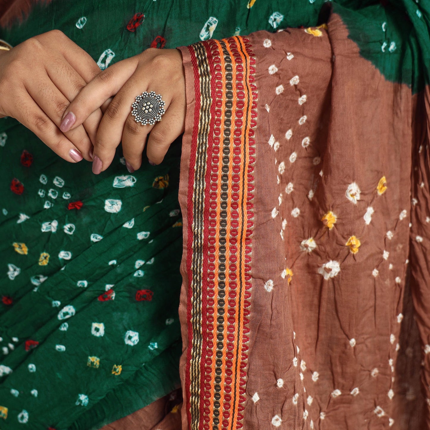 Green Kutch Tie-Dye Bandhani Saree
