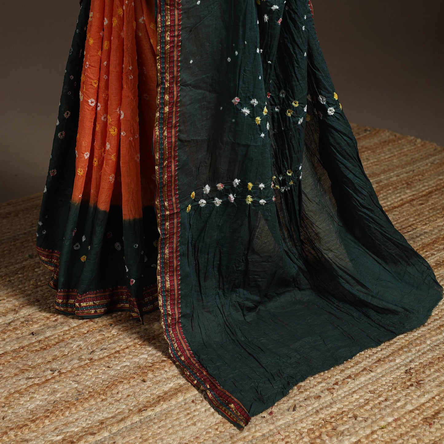 Kutch tie-dye cotton bandhani saree with blouse piece 26