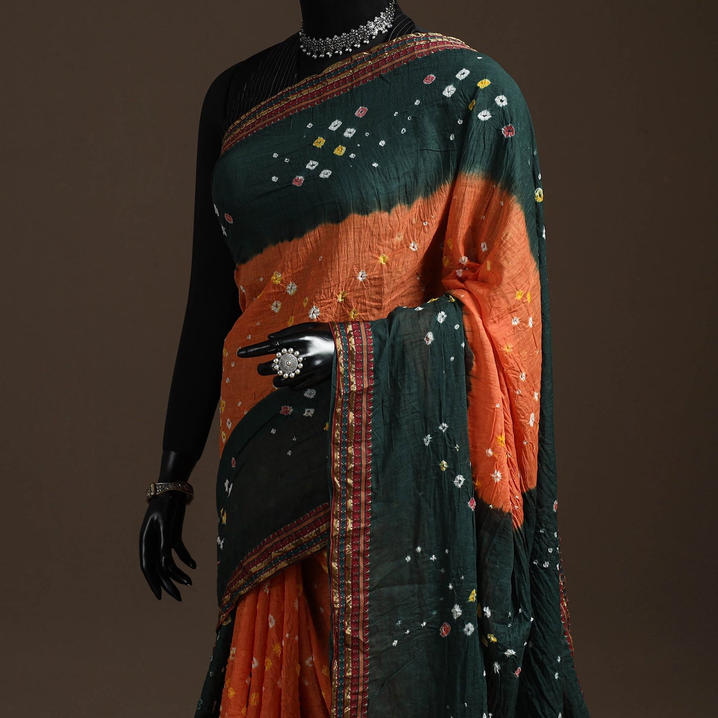 Kutch tie-dye cotton bandhani saree with blouse piece 26