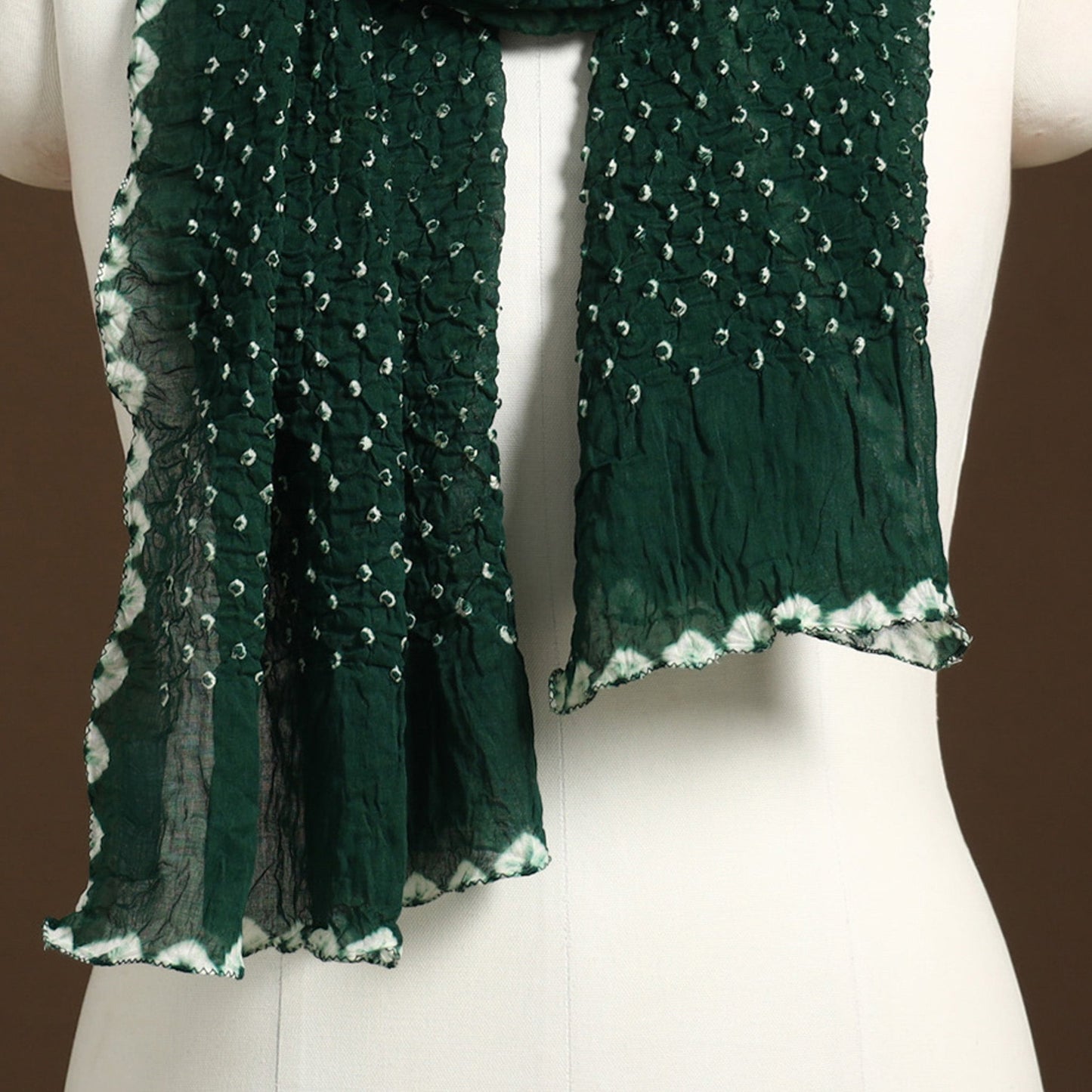 Green Kutch Tie-Dye Cotton Bandhani Stole