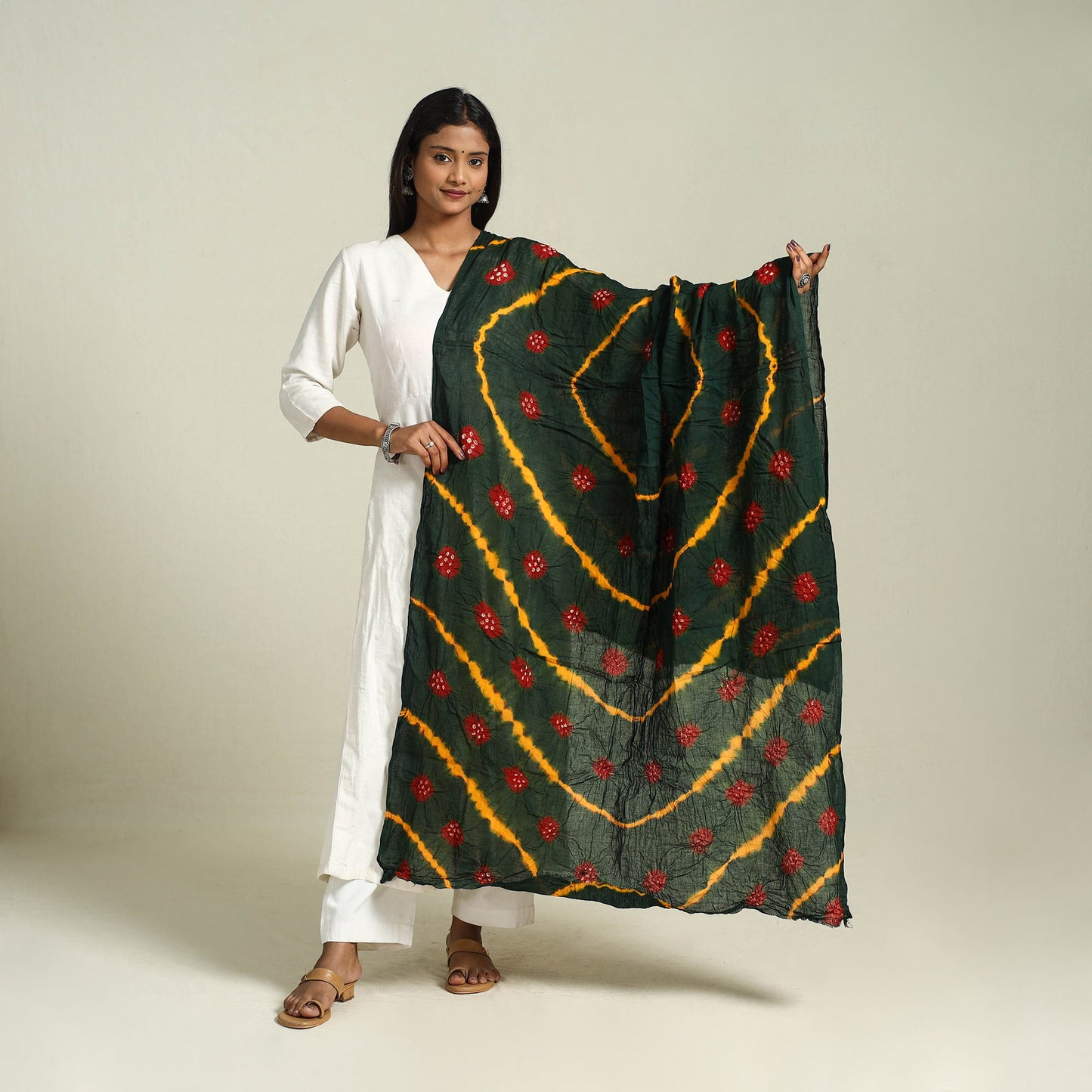 Kutch Tie-Dye Mul Cotton Bandhani Dupatta
