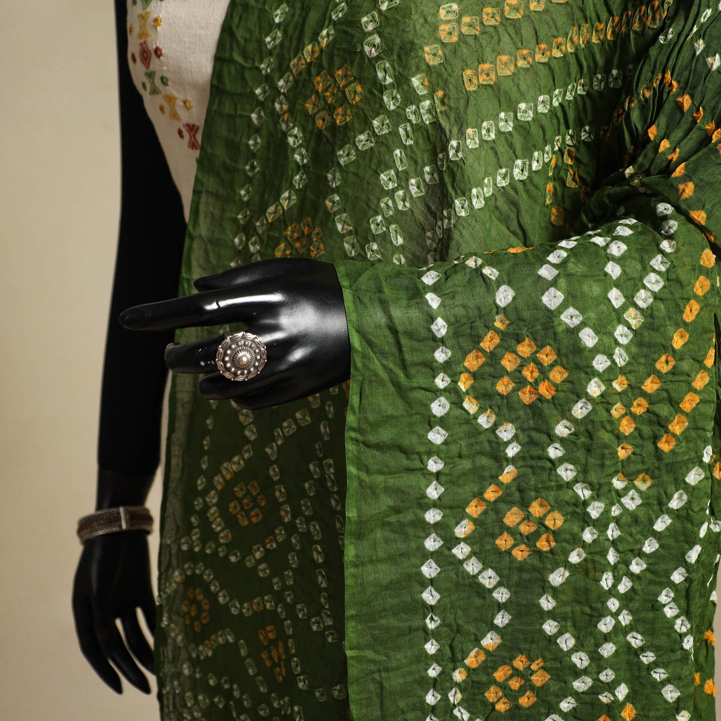 Green - kutch tie-dye mul cotton bandhani dupatta 10