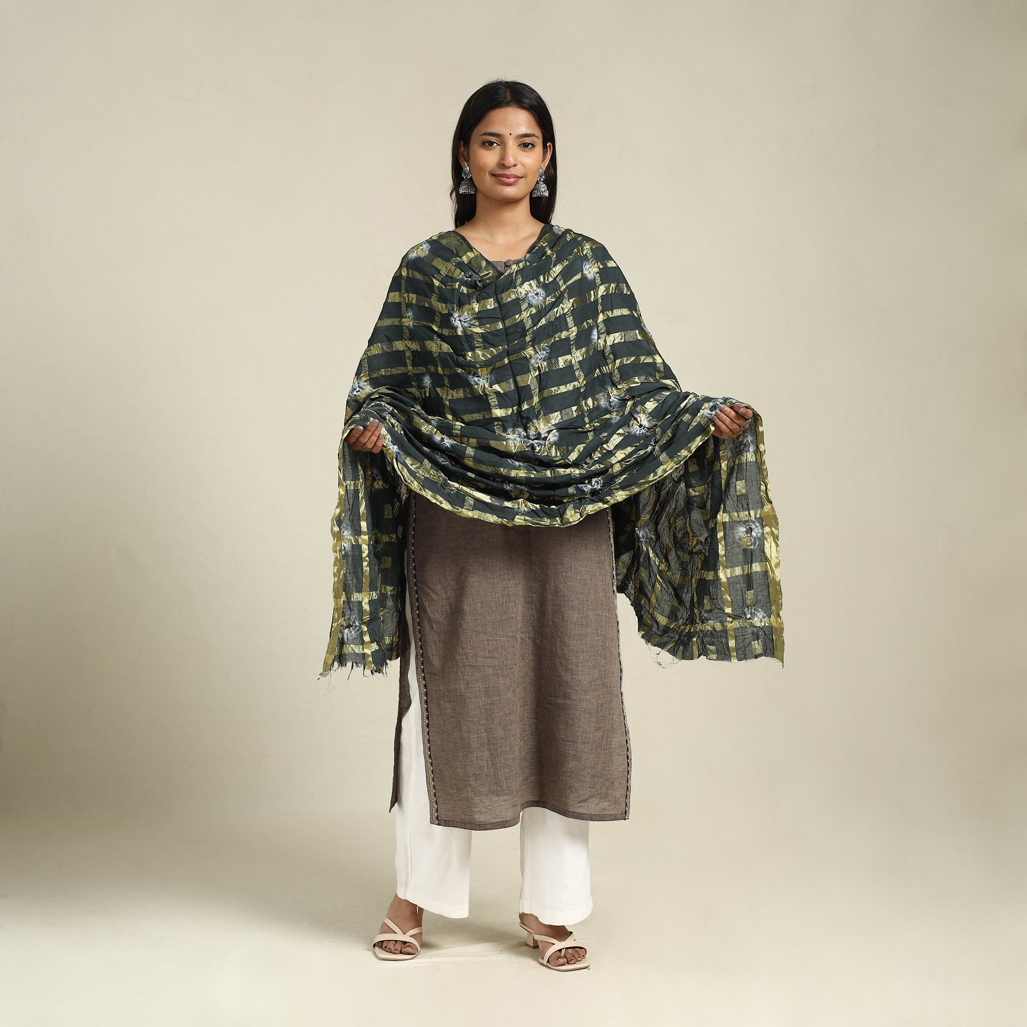 Green - Kutch Bandhani Tie-Dye Mul Cotton Precut Fabric main image 1