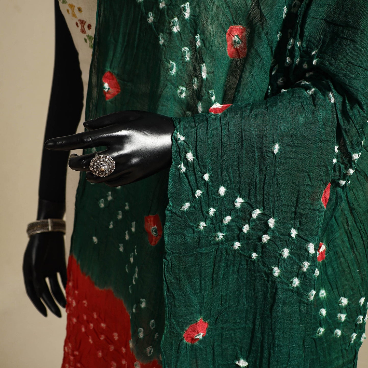 Green - kutch tie-dye mul cotton bandhani dupatta 23
