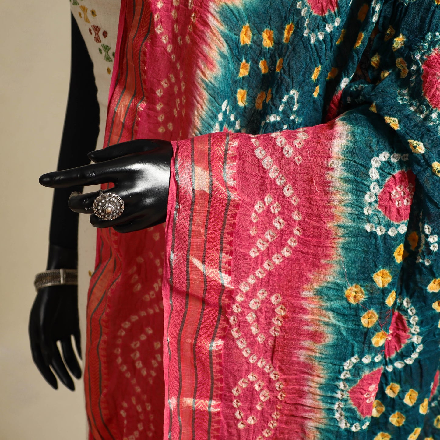 Green - kutch tie-dye mul cotton bandhani dupatta