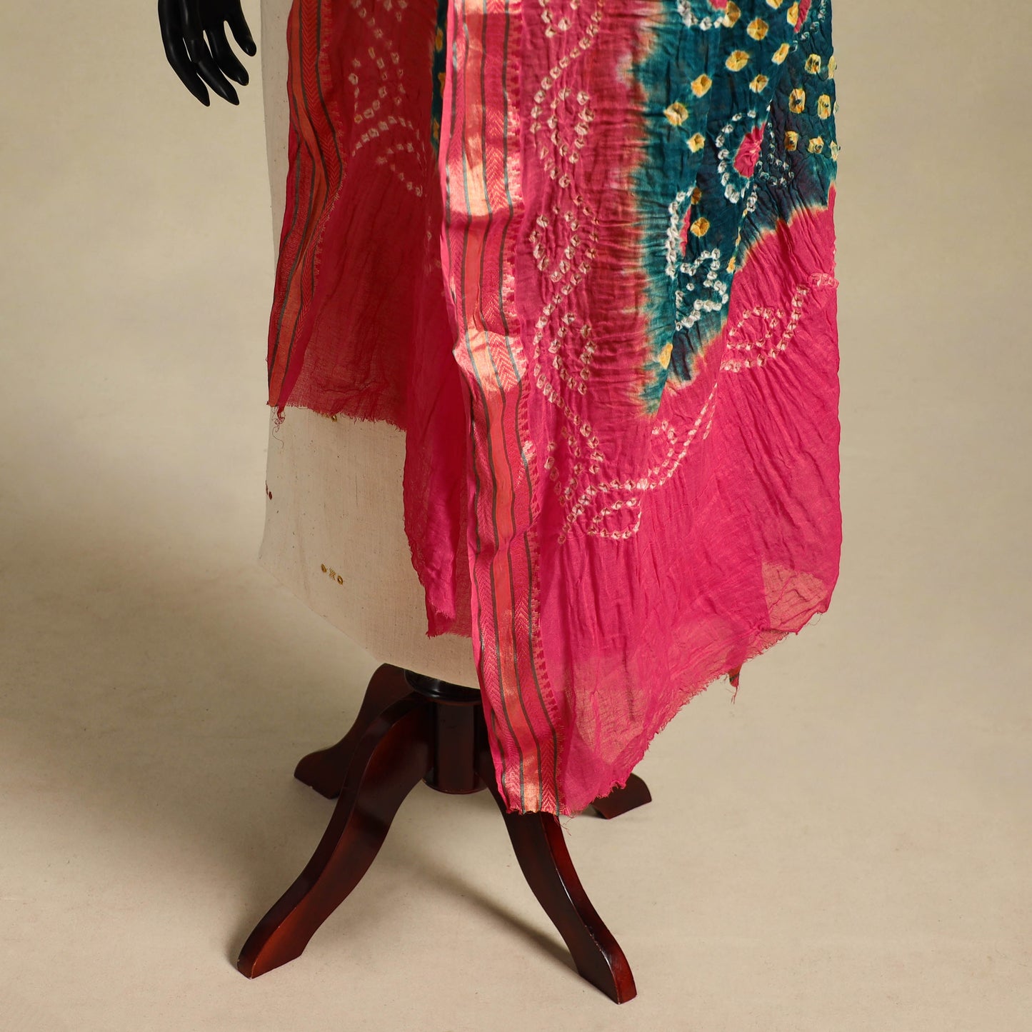 Green - kutch tie-dye mul cotton bandhani dupatta