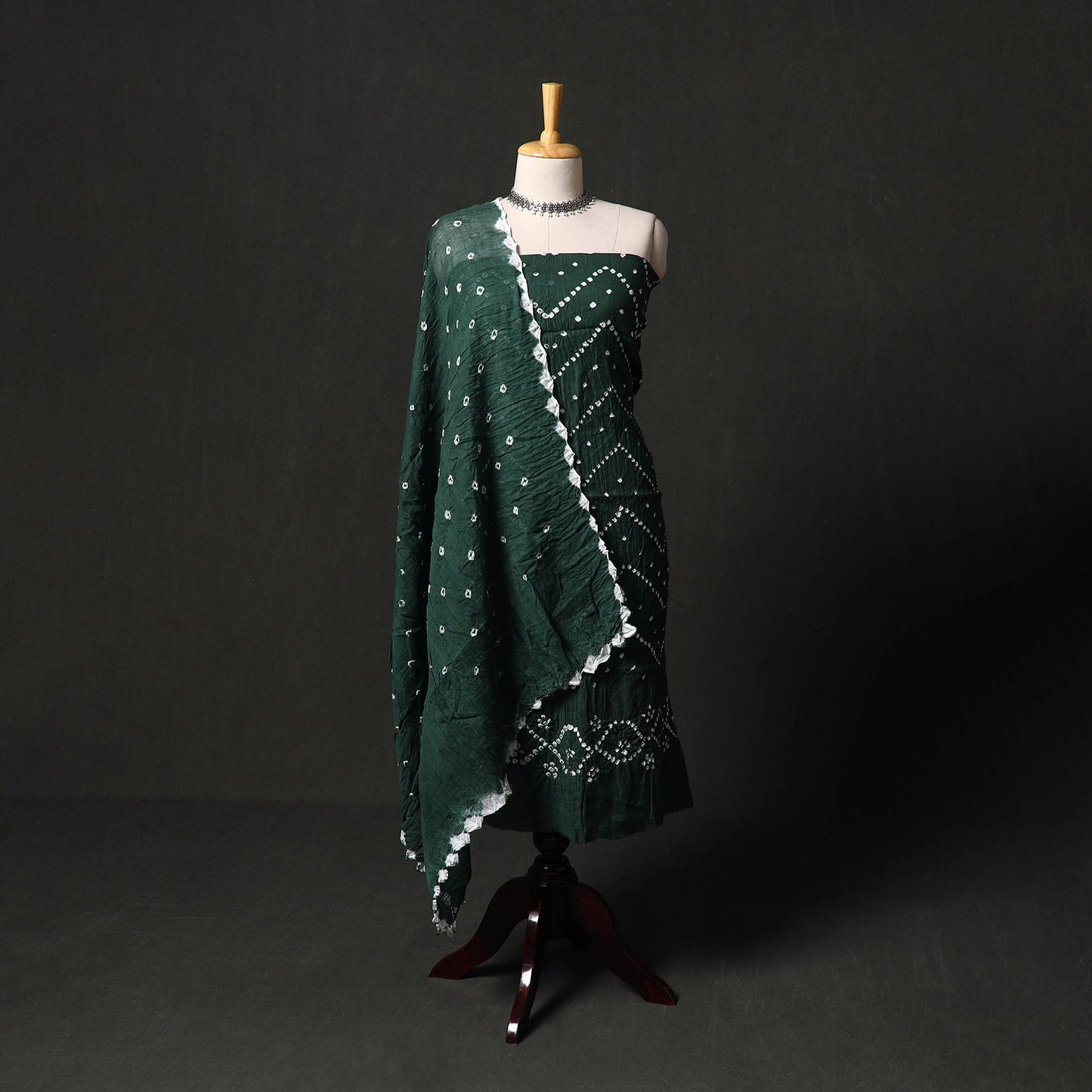 Kutch tie-dye satin cotton bandhani 3pc unstitched dress