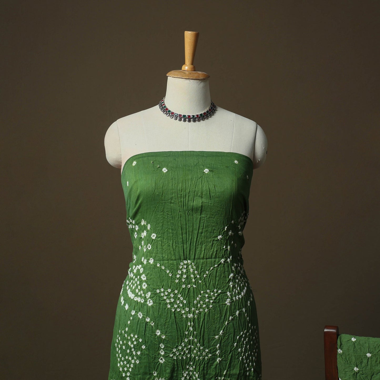 Kutch tie-dye satin cotton bandhani 3pc unstitched dress