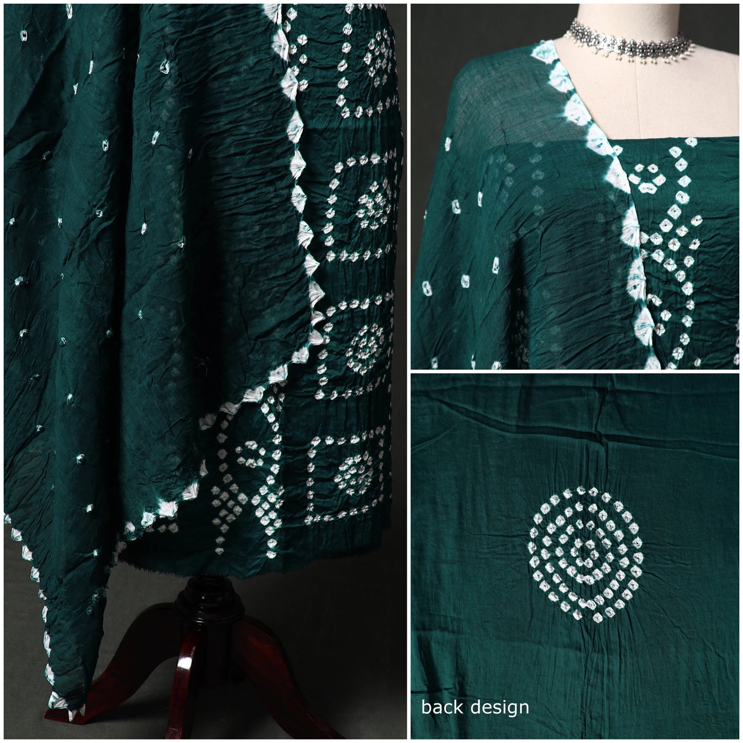 Kutch tie-dye satin cotton bandhani 3pc unstitched dress