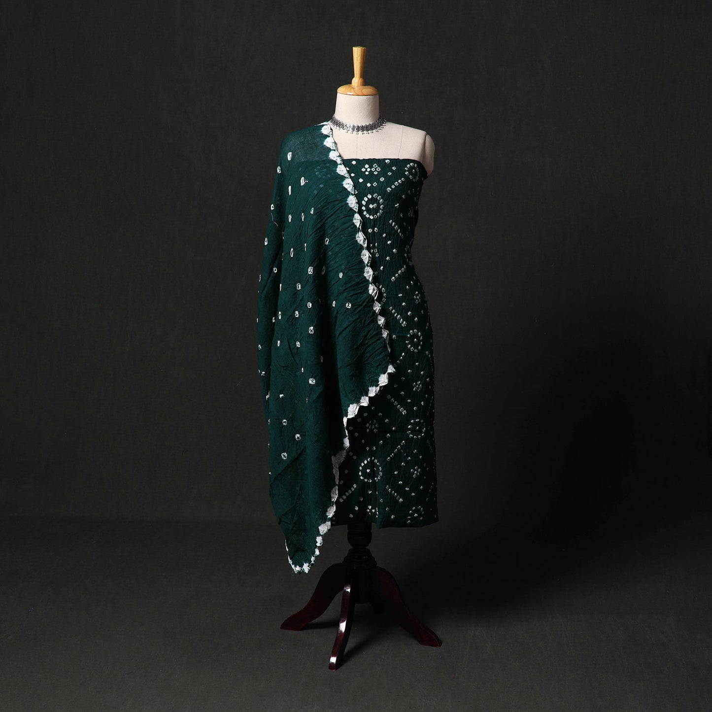 Kutch tie-dye satin cotton bandhani 3pc unstitched dress