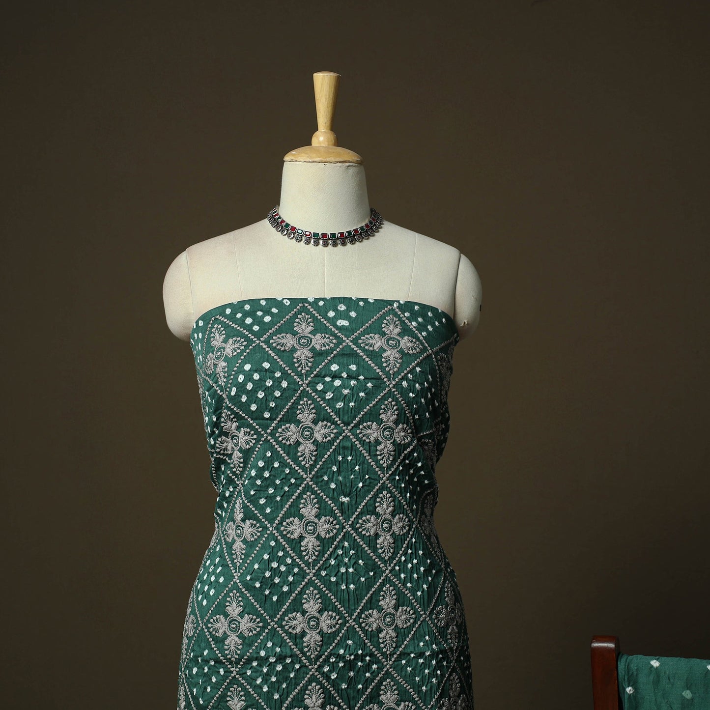 Kutch tie-dye satin cotton bandhani 3pc unstitched dress